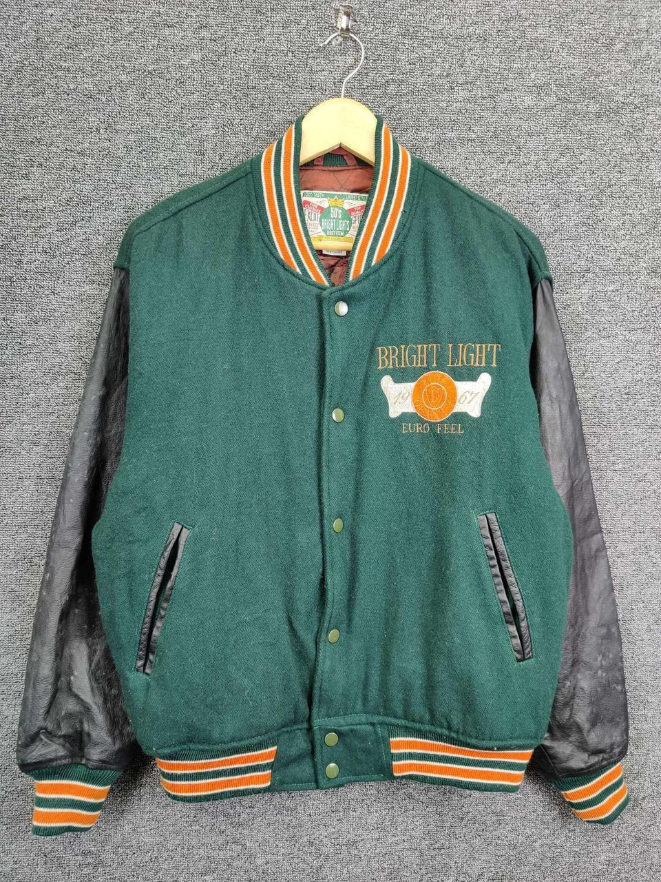 Japanese Brand Vintage 90s Bright Light Wool Varsity Leather Jacket Size US M / EU 48-50 / 2 - 3 Thumbnail