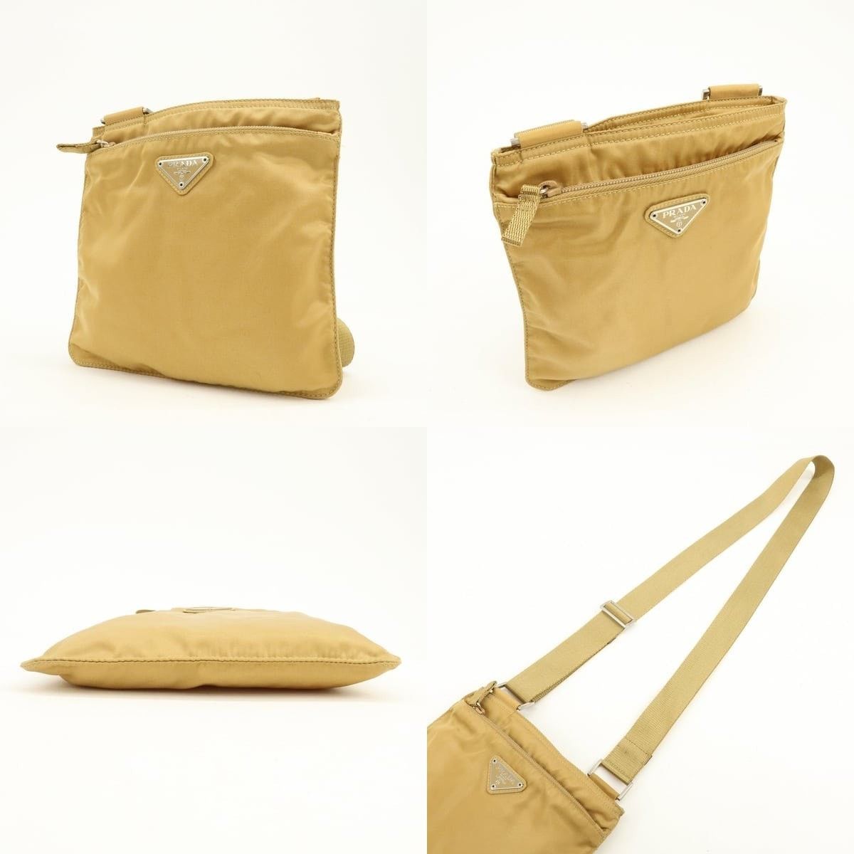 Prada Prada Triangle Logo Nylon Crossbody Bag Tan Size ONE SIZE - 3 Thumbnail