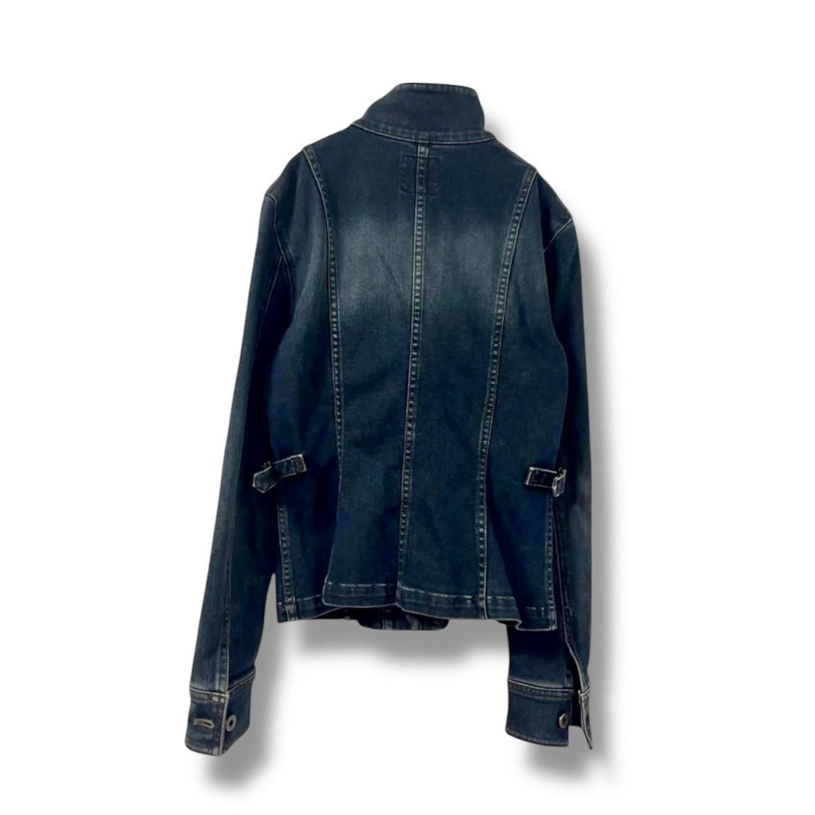Other Vintage biker style slim fit 2000s grunge denim jacket Size XS / US 0-2 / IT 36-38 - 2 Thumbnail
