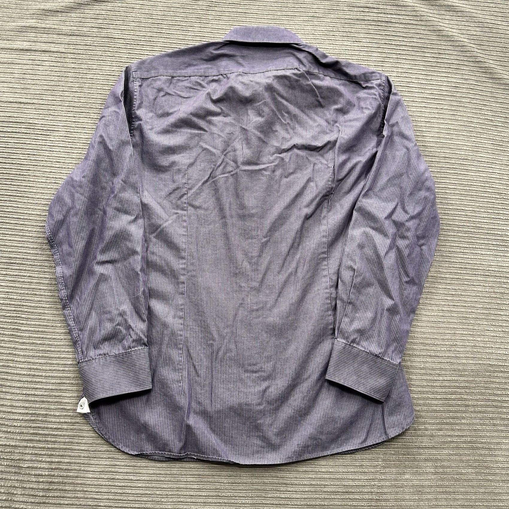 John Varvatos VINTAGE John Varvatos Shirt Men 16 32/33 Slim Fit Long Sleeve Button Up Purple Striped Size US L / EU 52-54 / 3 - 2 Thumbnail