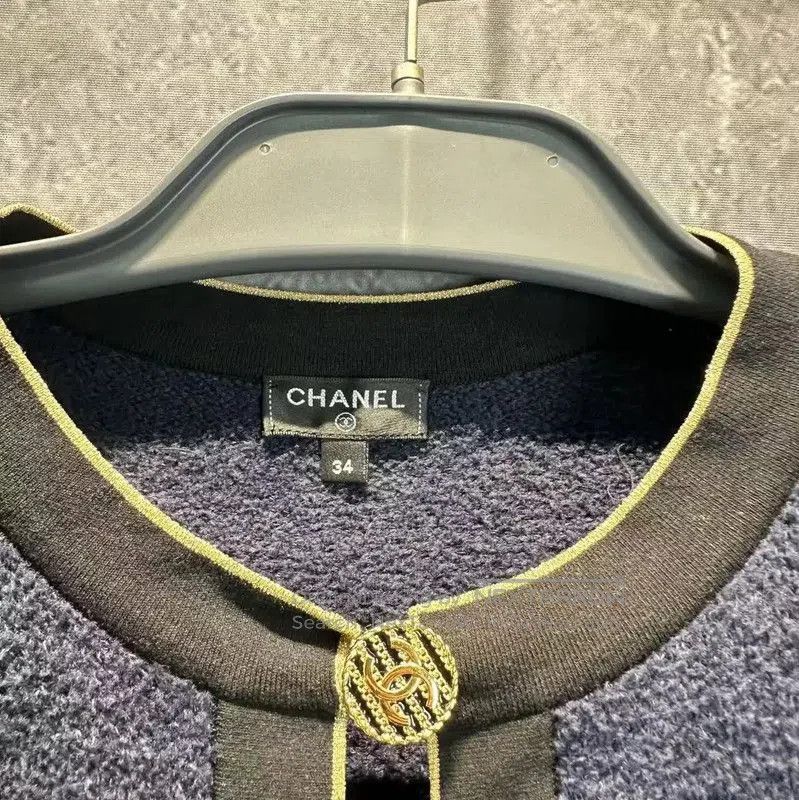 Chanel Chanel Navy Cotton Women's Dress Size S . Size S / US 4 / IT 40 - 4 Thumbnail