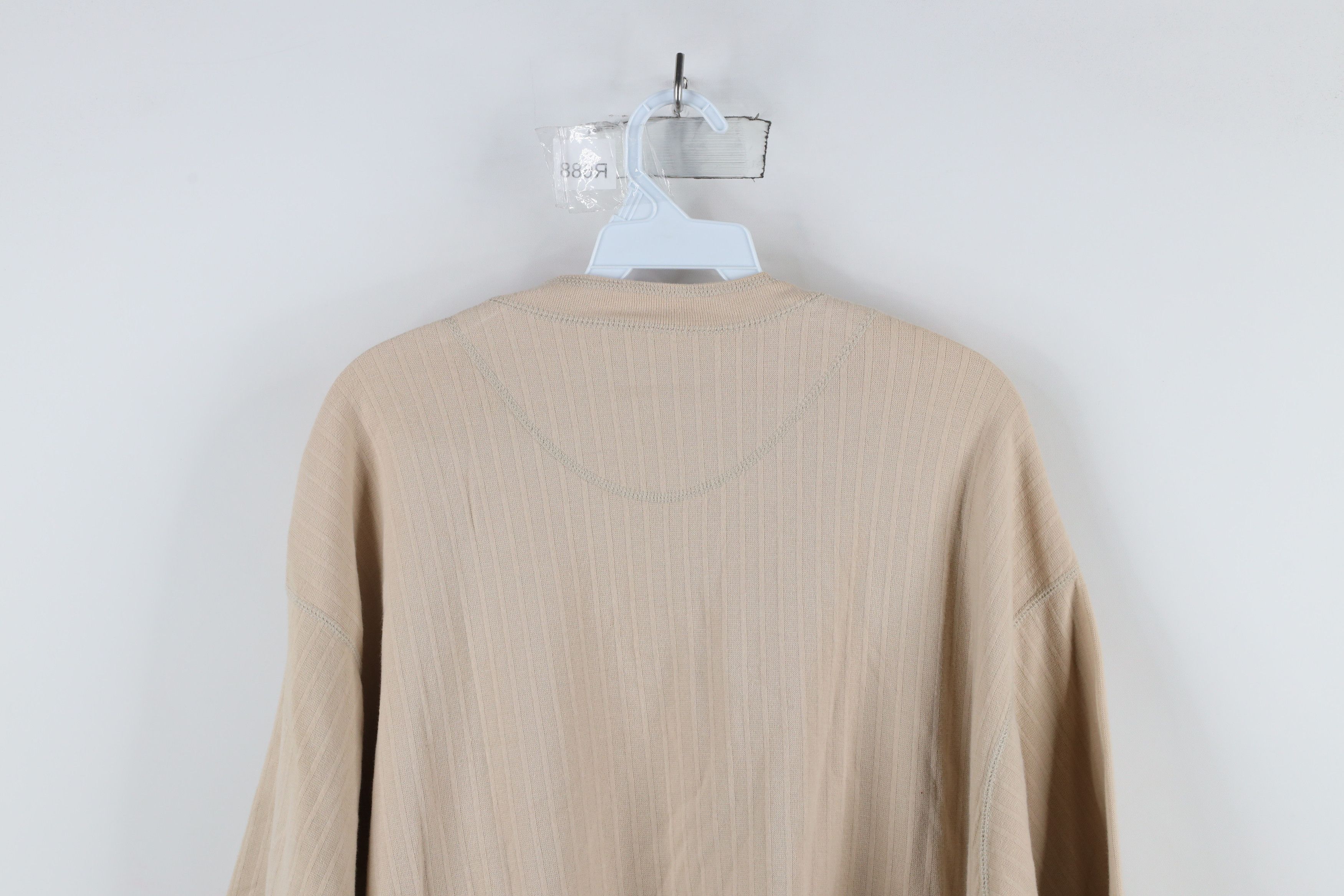 Vintage Vintage 90s Streetwear Striped Knit Henley T-Shirt Beige Size US XL / EU 56 / 4 - 10 Thumbnail