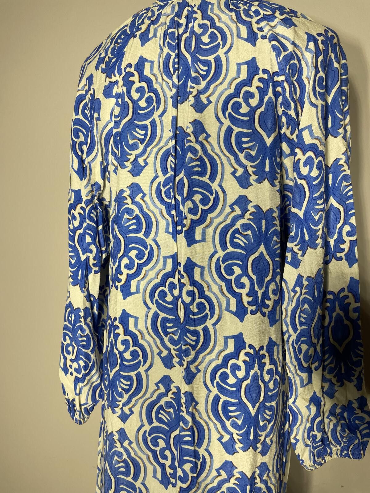 Zara Zara Blue & White Printed Midi Dress Sz S Coastal Grandma Size S / US 4 / IT 40 - 6 Thumbnail