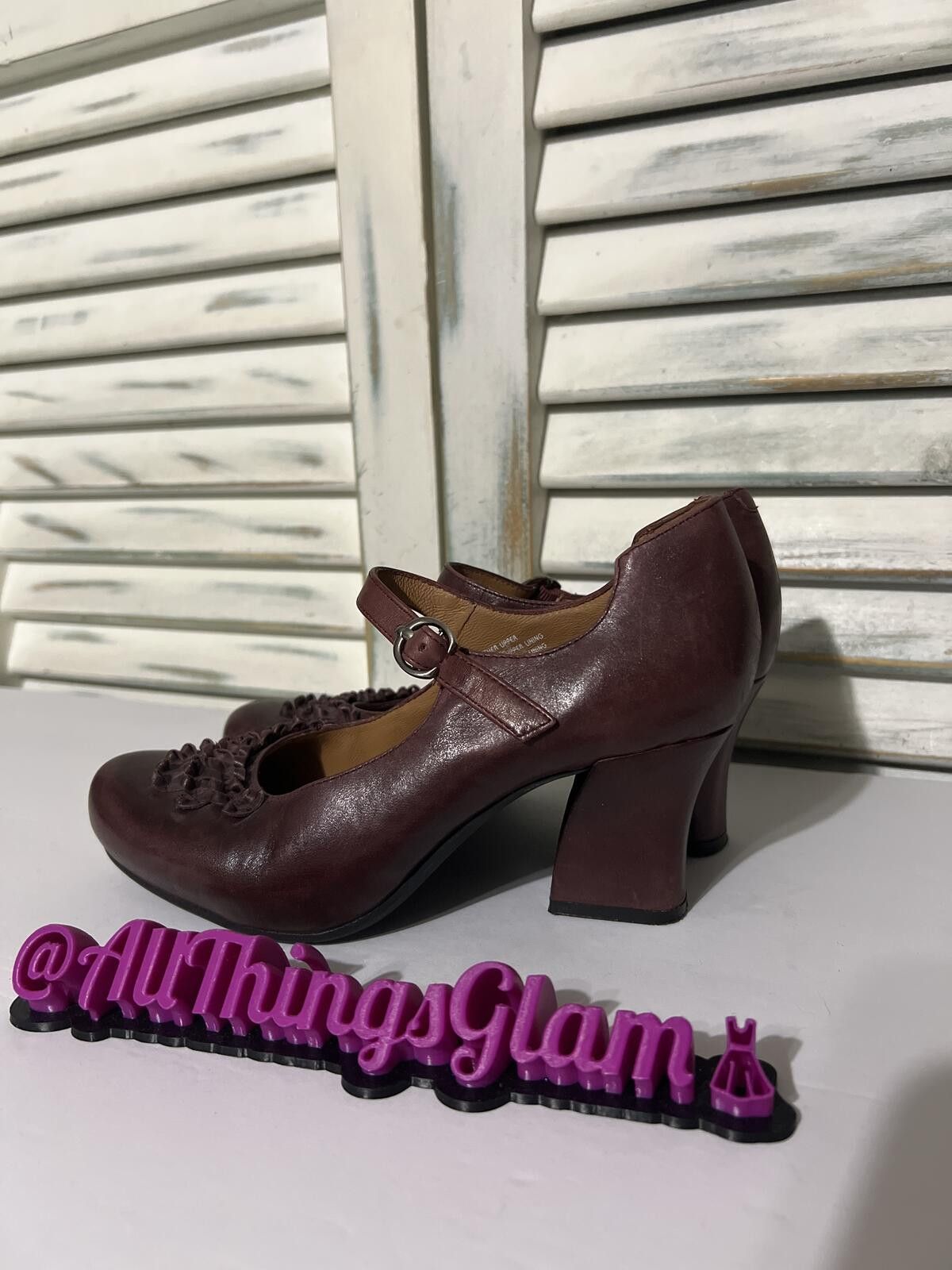 Other Earthies Shipley Merlot Leather Mary Jane Heels Size 7.5 Size US 7 / IT 37 - 6 Thumbnail