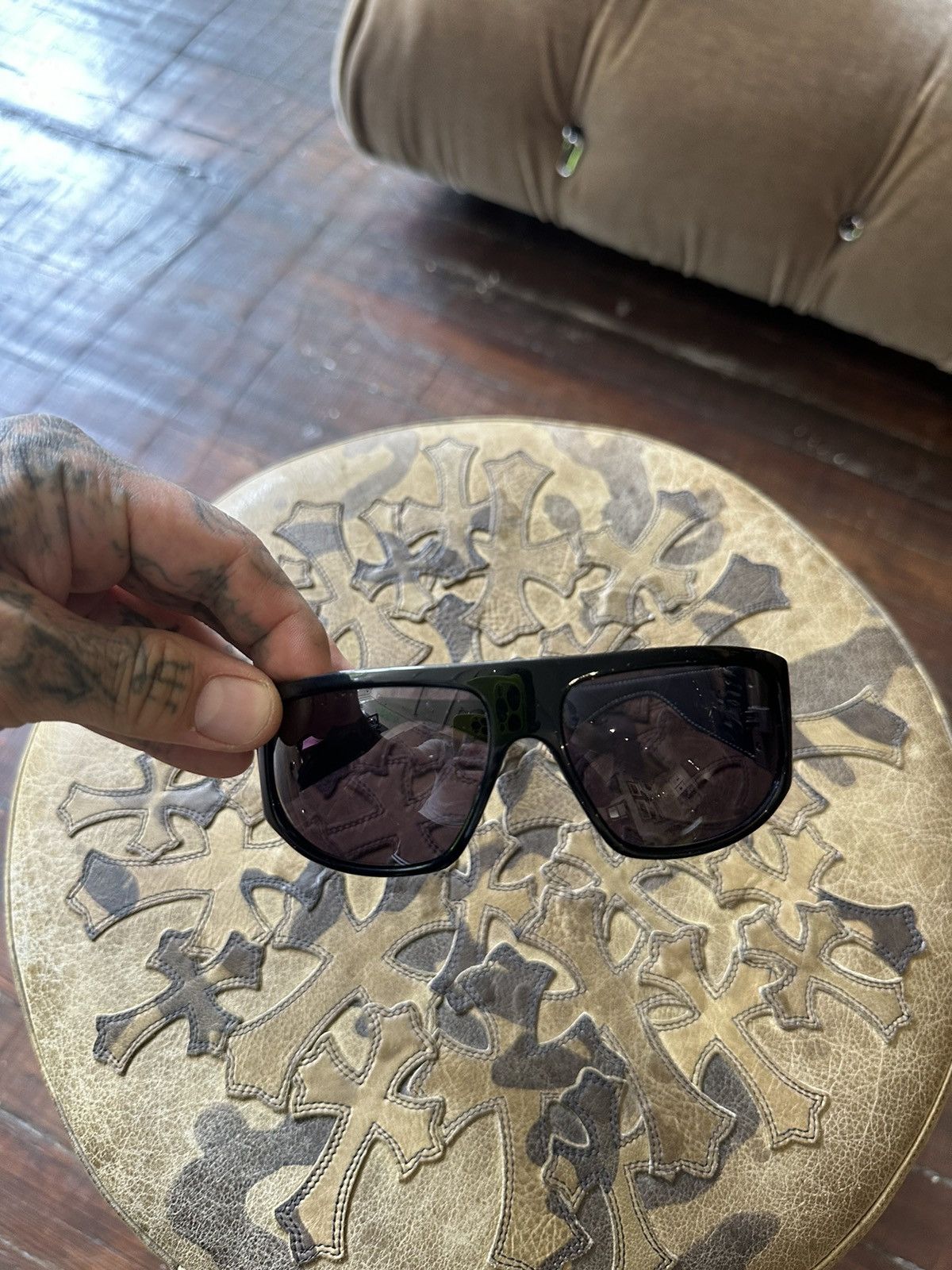Chrome Hearts Chrome Hearts Pony Hair TRIPLE CROSS LEOPARD SUNGLASSES Size ONE SIZE - 6 Thumbnail