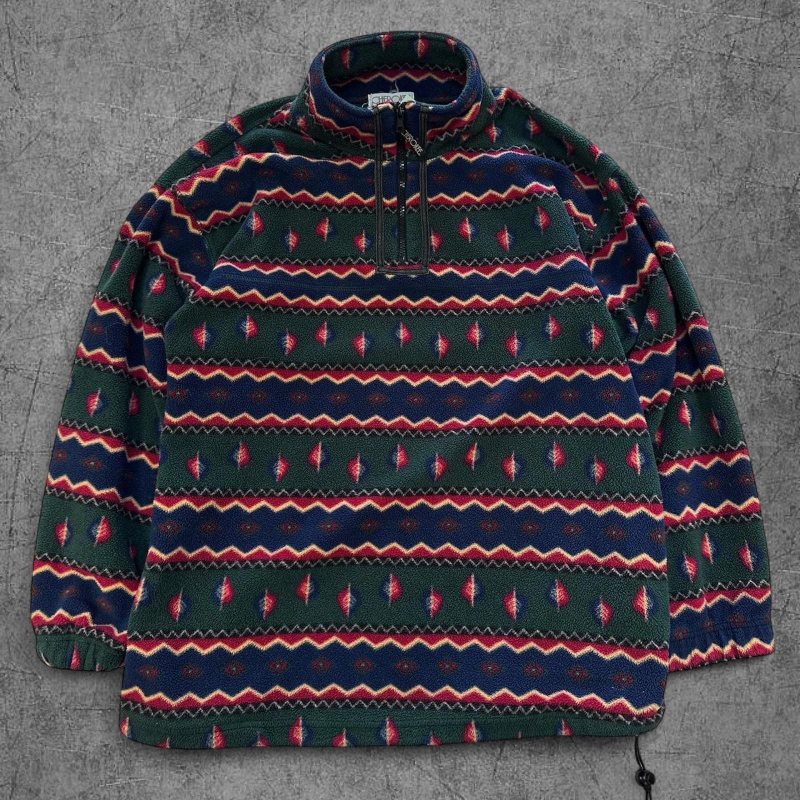 Vintage 90s Cherokee Abstract Quarter Zip Fleece Size US M / EU 48-50 / 2 - 1 Thumbnail