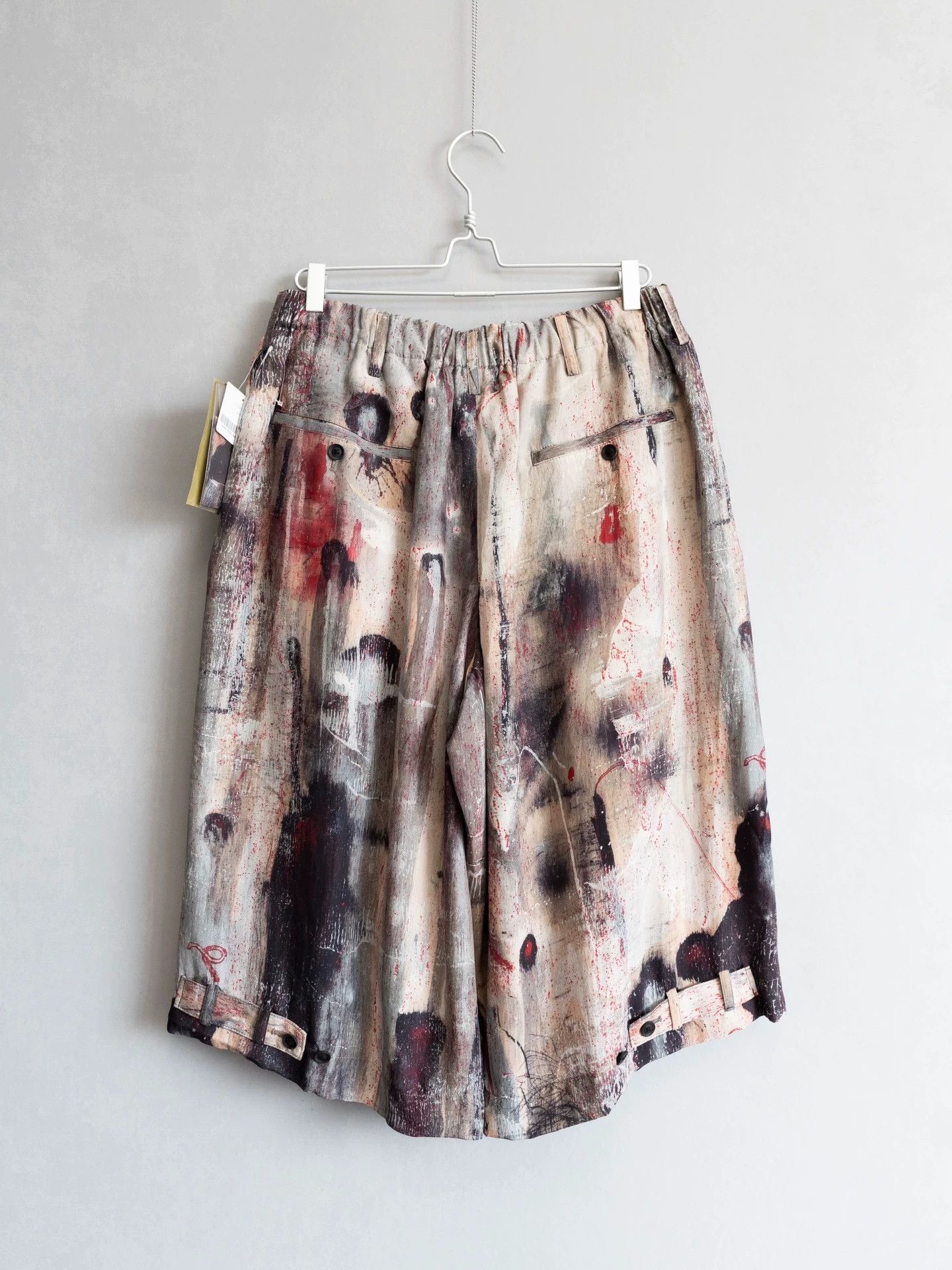 Yohji Yamamoto Yohji Yamamoto 21AW Silk Paint-Splatter Short Hakama Pants Size US 34 / EU 50 - 2 Thumbnail