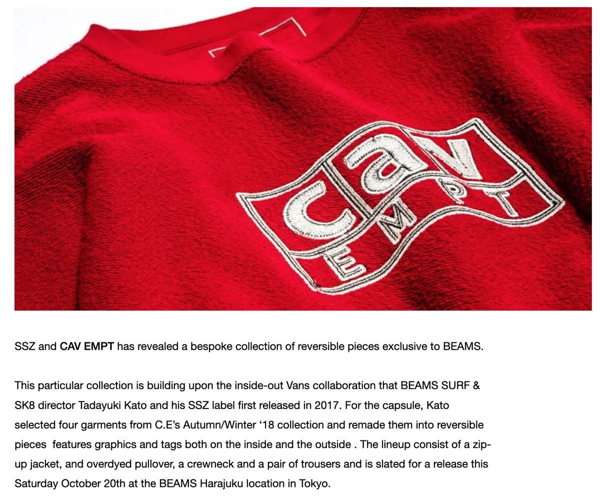 Cav Empt FW18' C.E x BEAMS SSZ c a v BOX REVERSIBLE CREW NECK Size US M / EU 48-50 / 2 - 12 Thumbnail