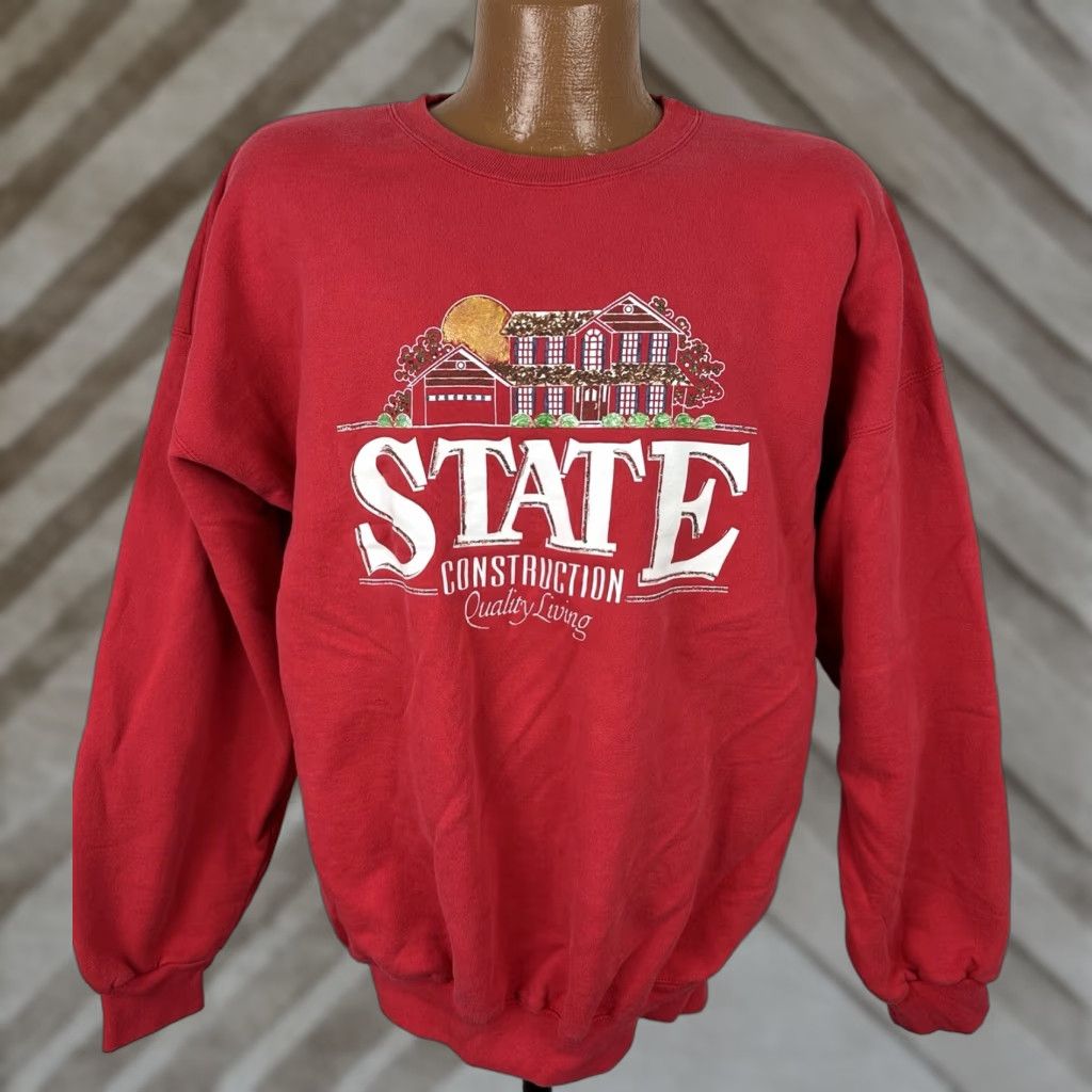 Hanes VINTAGE 90s HANES Sweatshirt Pullover Mens XL Red Heavyweight Graphic Grunge Retro Size US XL / EU 56 / 4 - 1 Thumbnail