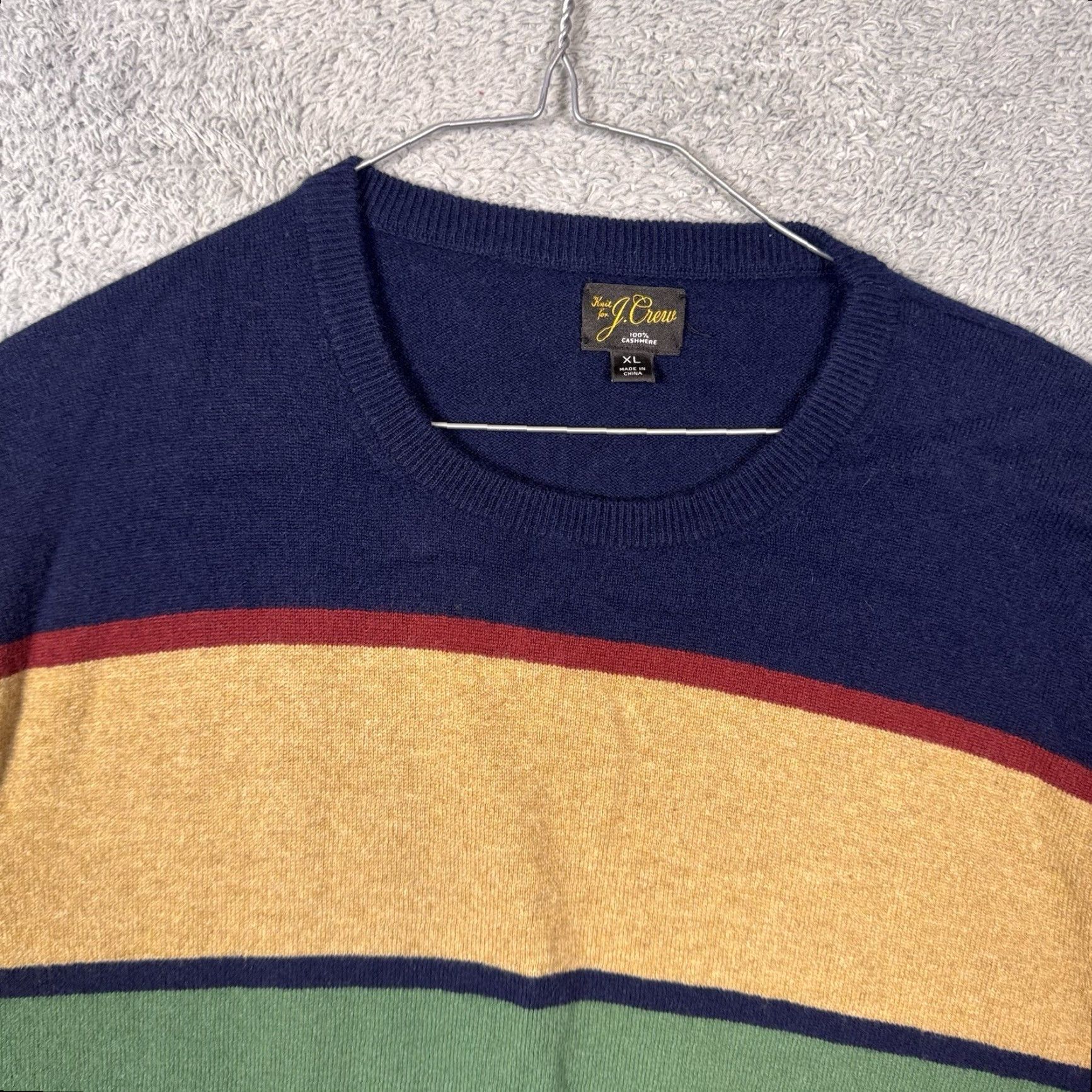 J.Crew J.CREW 100% Cashmere Sweater Mens XL Crewneck Pullover Striped Knit Rugby BI838 Size US XL / EU 56 / 4 - 5 Thumbnail