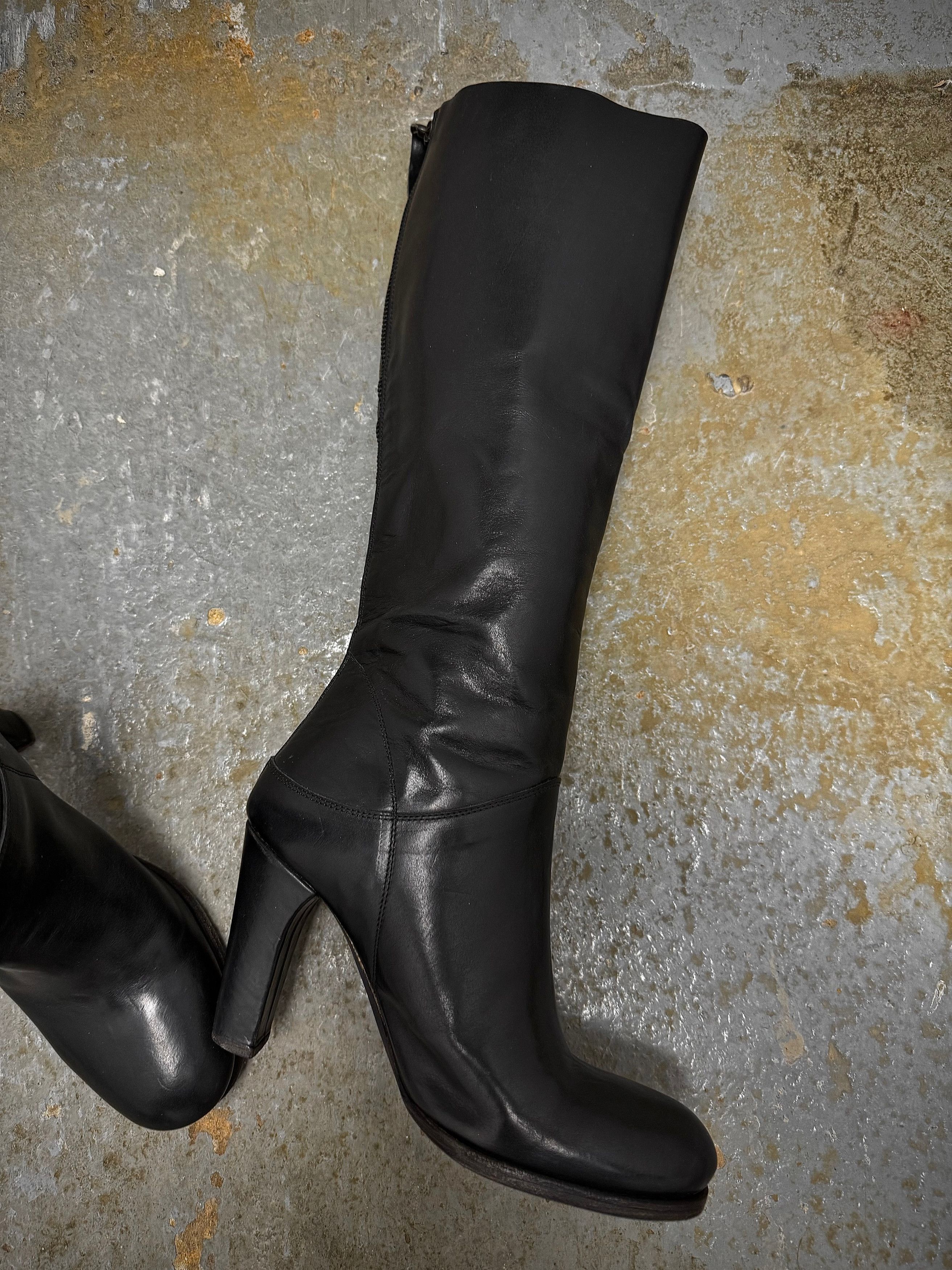 Ma+ MA+ Black Leather Tall Back Zip Calf Boots Size US 5.5 / EU 38 - 6 Thumbnail