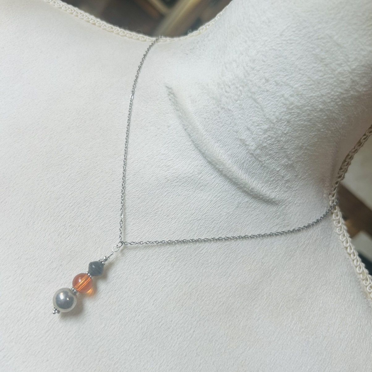 Handmade Handcrafted vintage bead drop pendant on chain necklace Size ONE SIZE - 2 Thumbnail