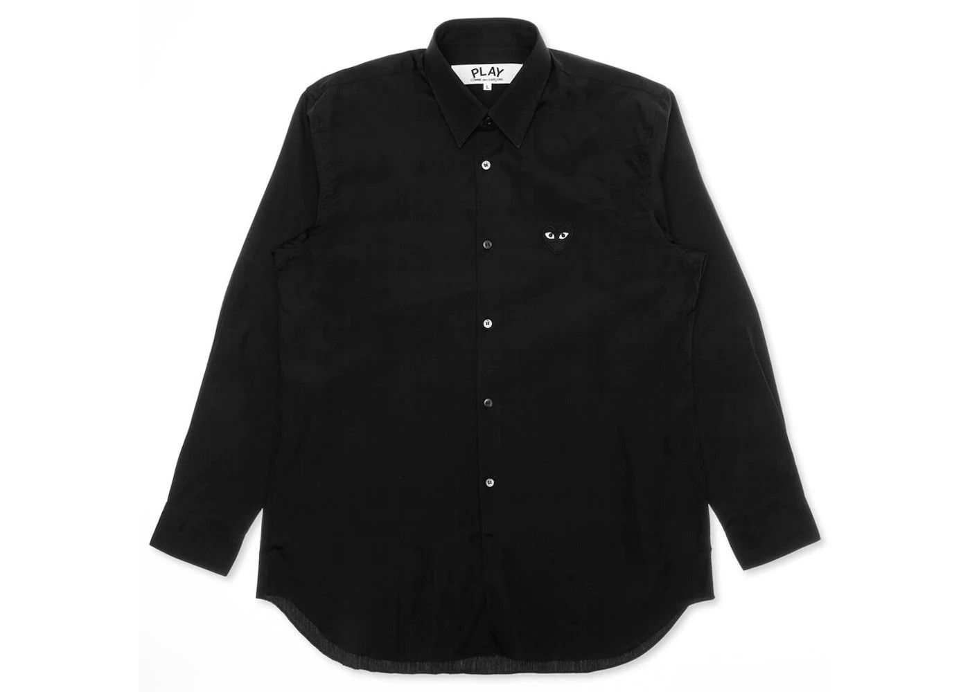 image of Comme Des Garcons Play Black Emblem Cotton Button Down, Men's (Size Medium)