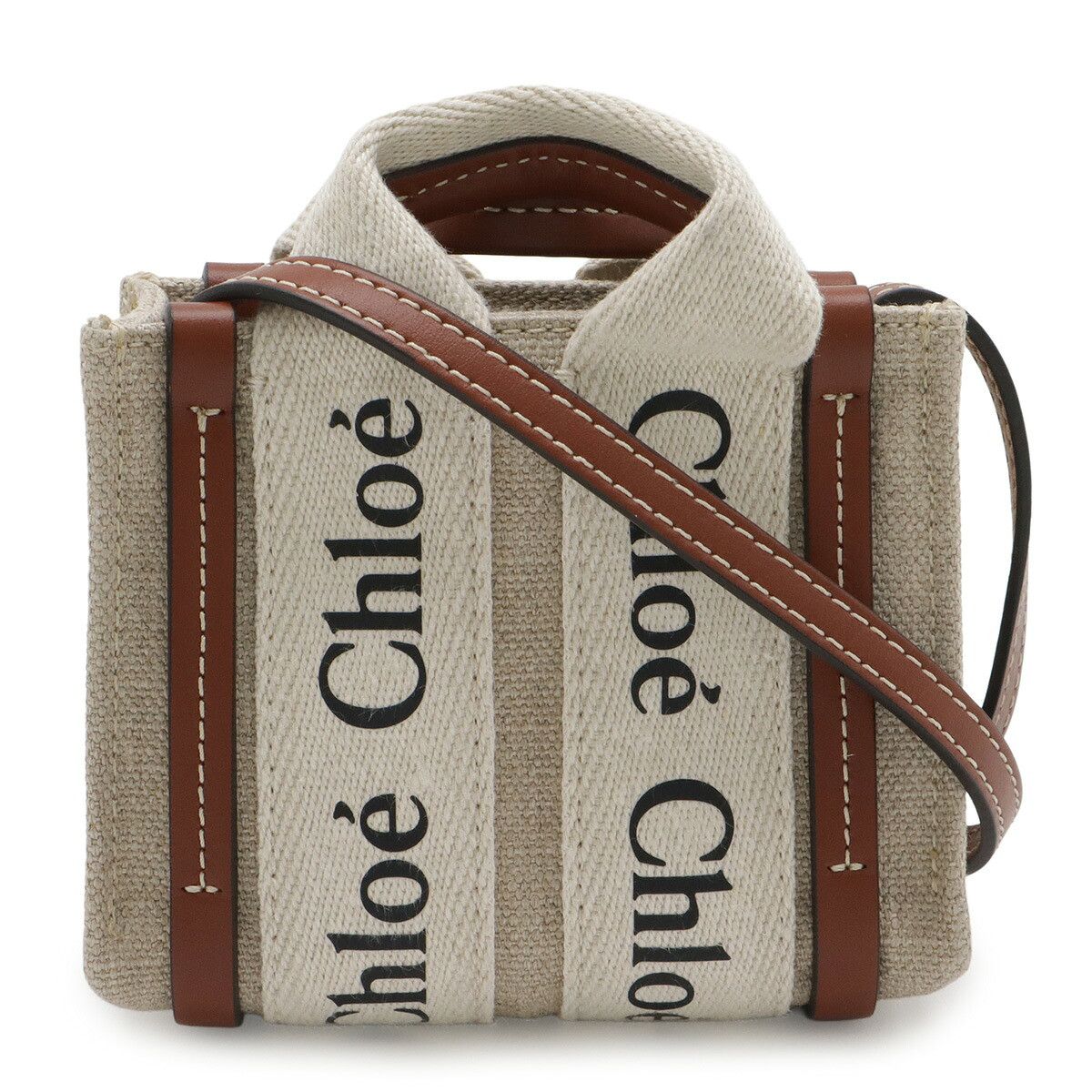 Chloe Chloe Chloe Woody Linen Canvas 2way Bag Textile Tote Bag CHC22AP235 DUTY FREE for USA Size ONE SIZE - 1 Thumbnail