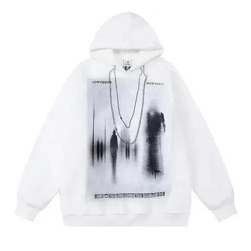 Vintage Rare fashion goth gothic shadow hoodie sweatshirt with chain Size US M / EU 48-50 / 2 - 1 Thumbnail