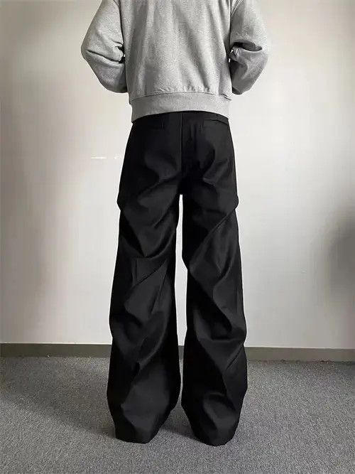 Jean Pleated micro flare loose casual suit trousers Size US 34 / EU 50 - 4 Thumbnail