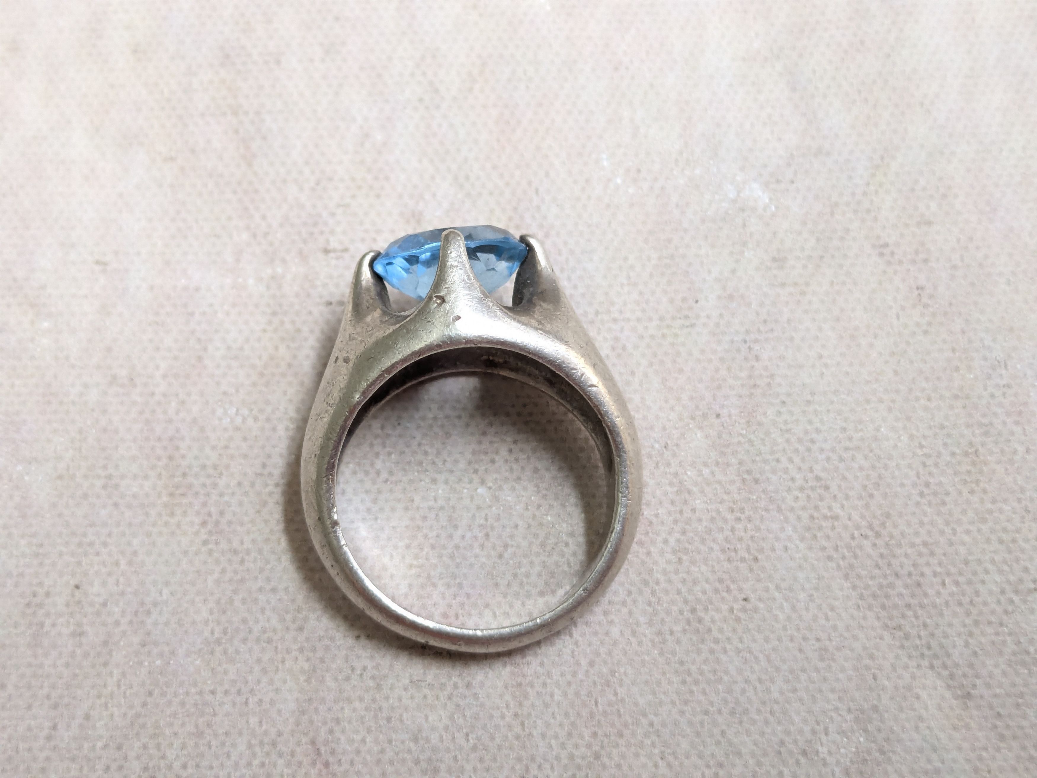 Jewelry Vintage Sterling Silver Ring Blue Topaz Oval Pinky 5 Size ONE SIZE - 6 Thumbnail