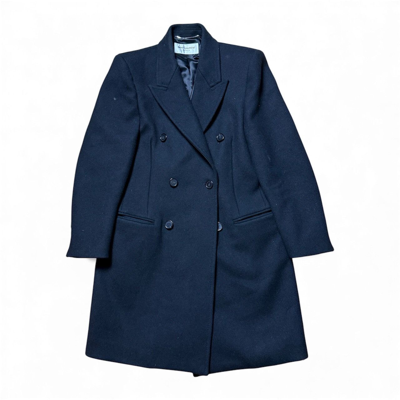 Saint Laurent Paris F/W24 Peak Collar Chesterfield Jacket by Anthony Vaccarello Size US M / EU 48-50 / 2 - 1 Thumbnail