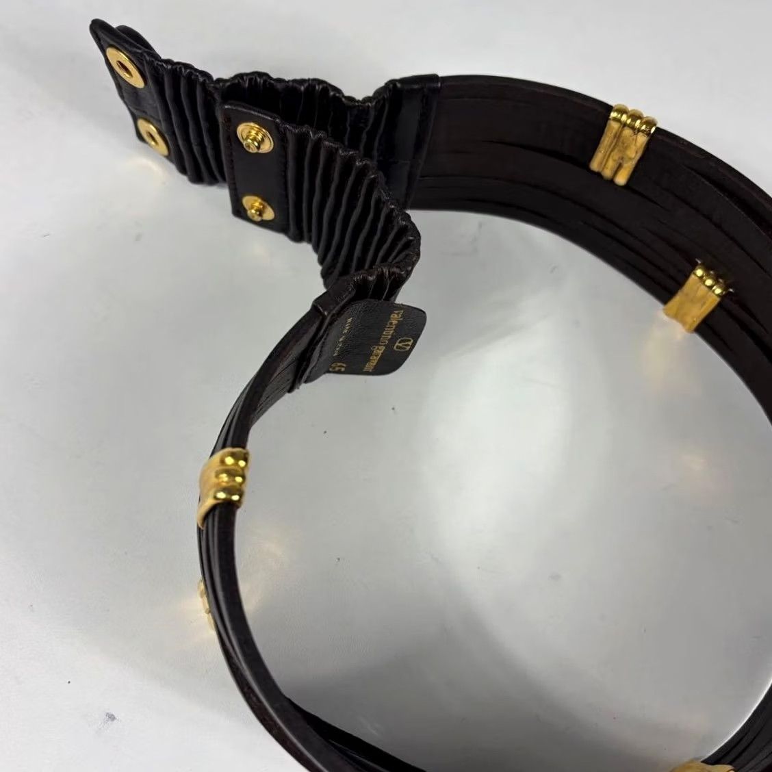 Valentino Valentino Women Belt Garavani Leather Gold Dark Brown Limited Edition VHTF Popul Size ONE SIZE - 4 Thumbnail