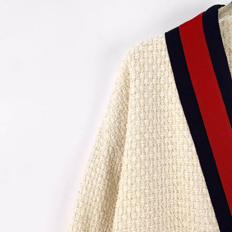 Gucci Gucci Beige striped cotton V-neck long-sleeved braided card Size XS / US 0-2 / IT 36-38 - 3 Thumbnail