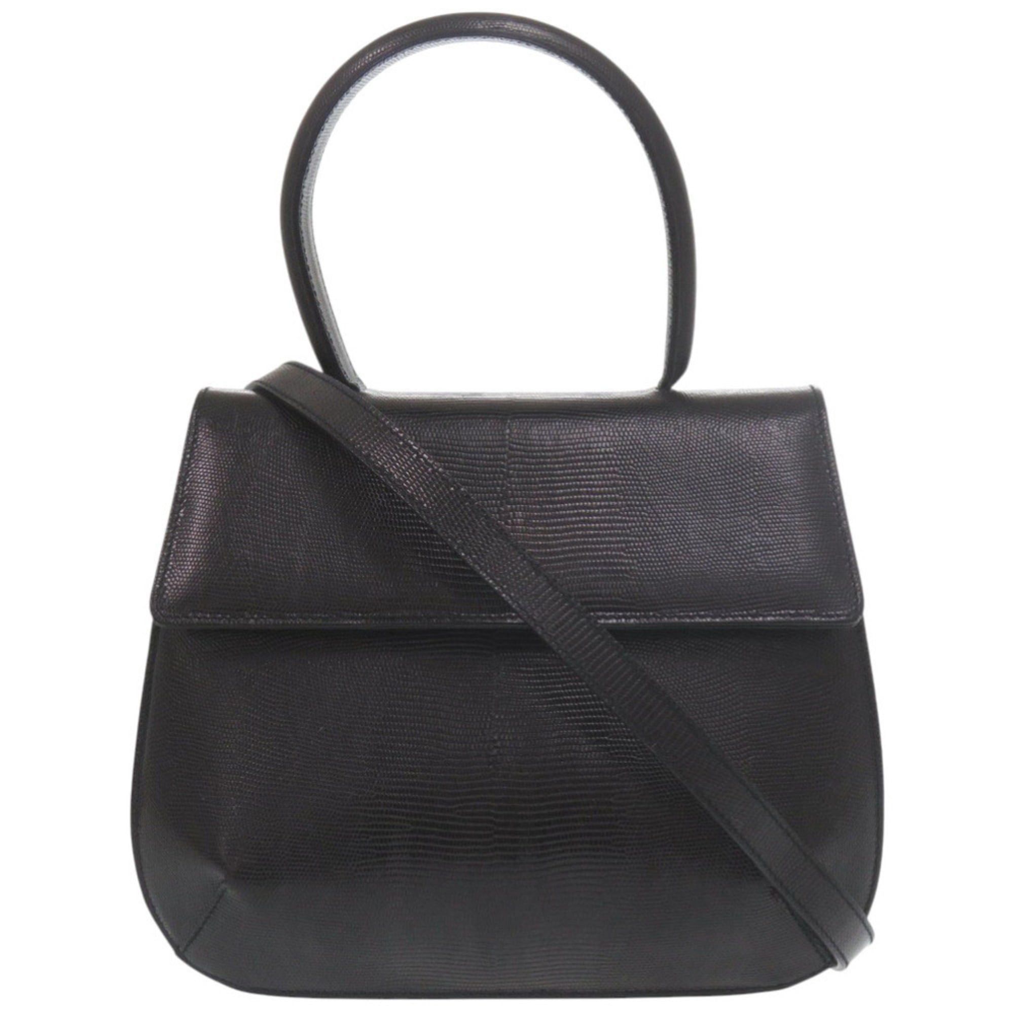 Salvatore Ferragamo Salvatore Ferragamo 2-Way Handbag AQ-216191 Embossed Leather Black 0814Salvatore Size ONE SIZE - 1 Thumbnail