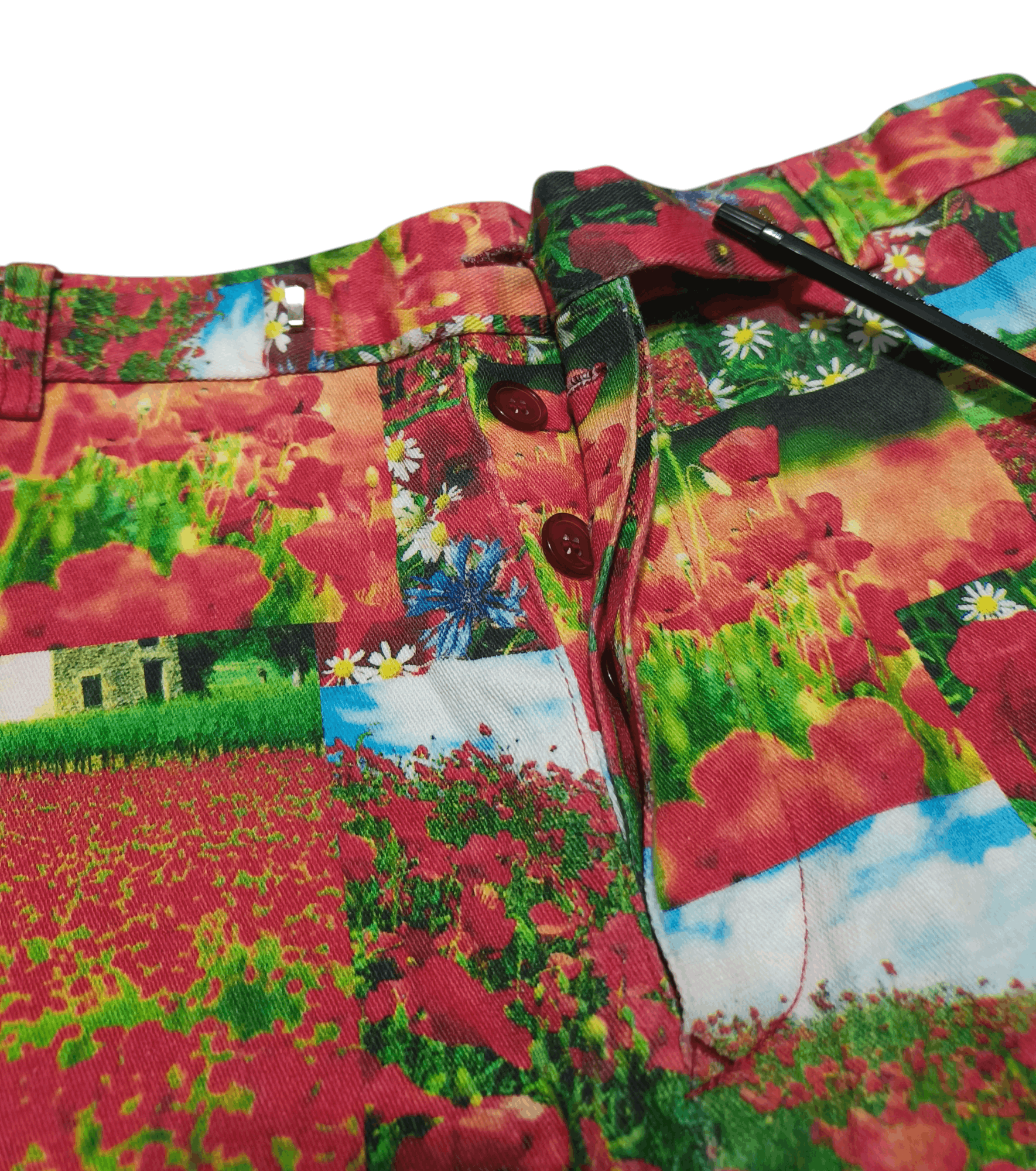 Japanese Brand Vintage Y2K AGE Scenic Border Floral AOP Stretch Jeans Pants Size 28" / US 6 / IT 42 - 6 Thumbnail