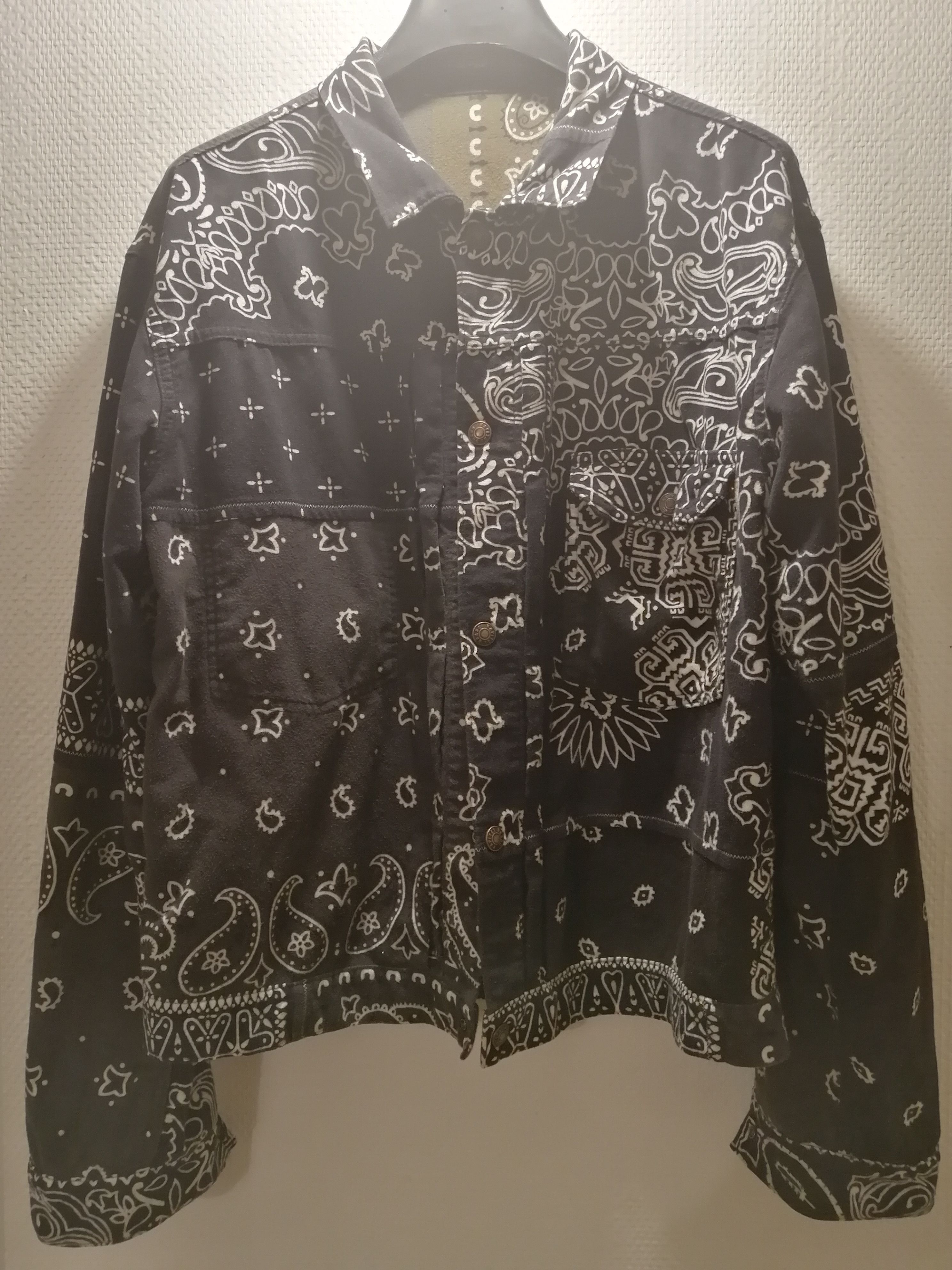 image of Kapital Bandana Patchwork Jacket Reversible Black/khaki, Men's (Size XL)