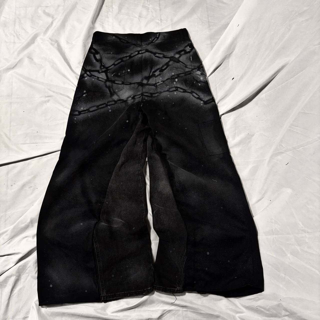 Japanese Brand Black Wide jeans with Chains Handmade Baggy Y2K Streetwear Size US 36 / EU 52 - 6 Thumbnail