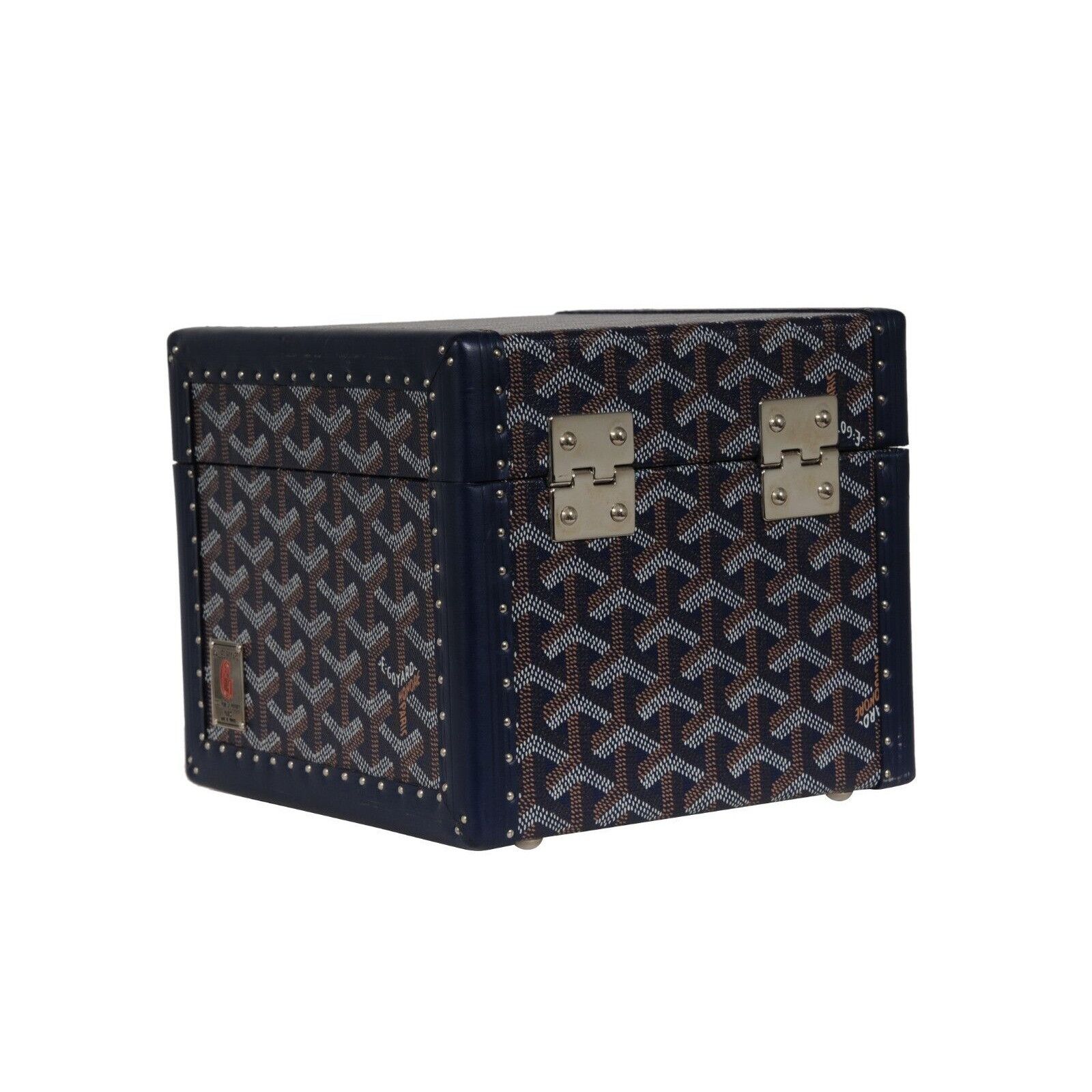 Goyard Trunk Case Navy Blue Jewelry Cuff Links Watch Box -02285 Size ONE SIZE - 9 Thumbnail
