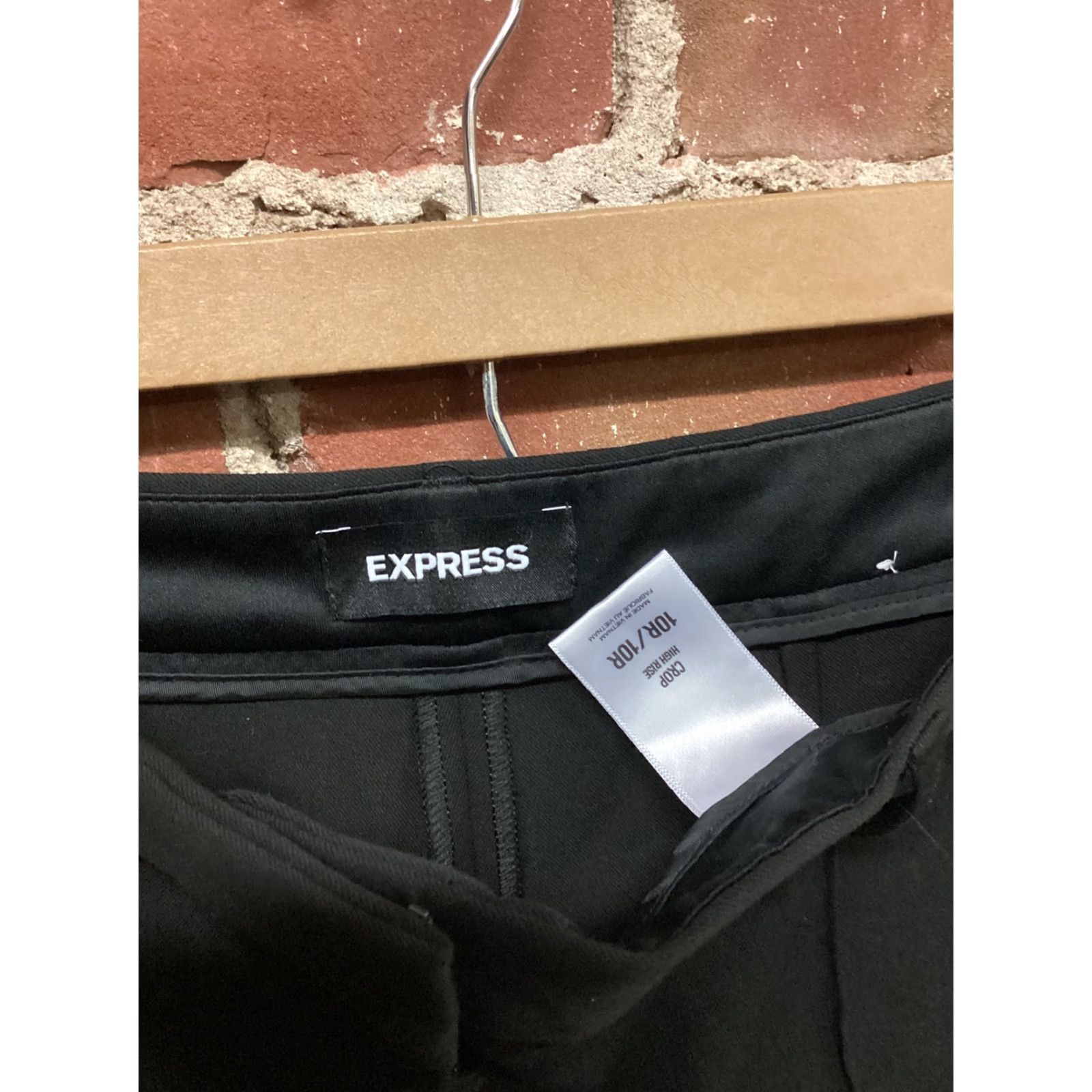 Express Express Pants Womens Crop High Rise 10R Black Polyester Spandex Knit Flat Front Skinny Regular Size 10R Workwear Casual Cropped Pants Women Size 42" / US 20 - 4 Thumbnail