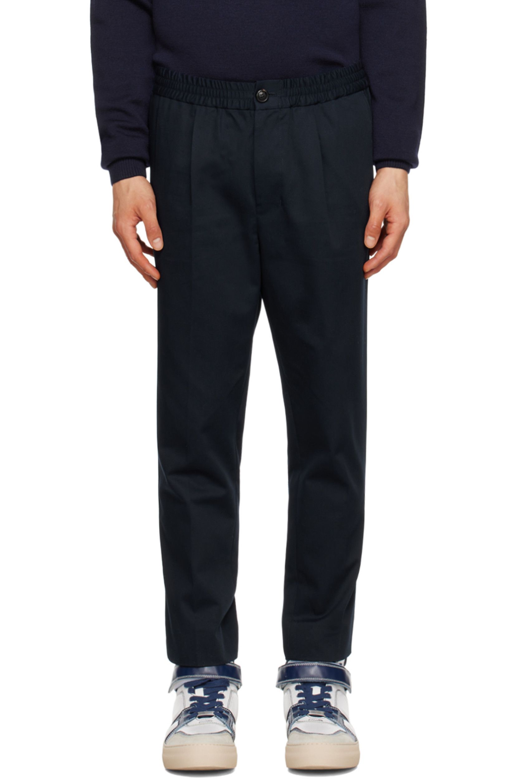 AMI AMI Paris Navy Elasticated Trousers Size US 32 / EU 48 - 1 Thumbnail
