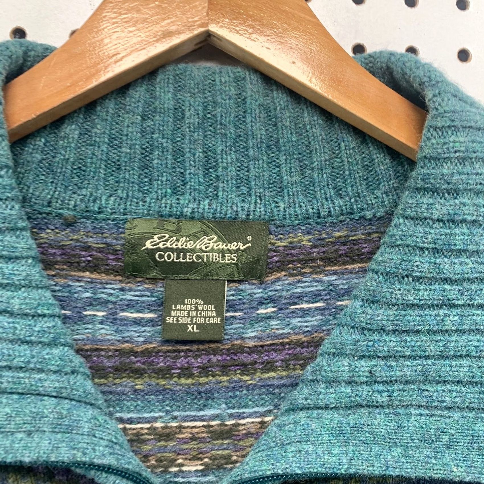 Eddie Bauer Eddie Bauer Wool Cardigan Sweater Womens XL Teal Collectibles Fair Isle Collar Vintage Size XL / US 12-14 / IT 48-50 - 3 Thumbnail