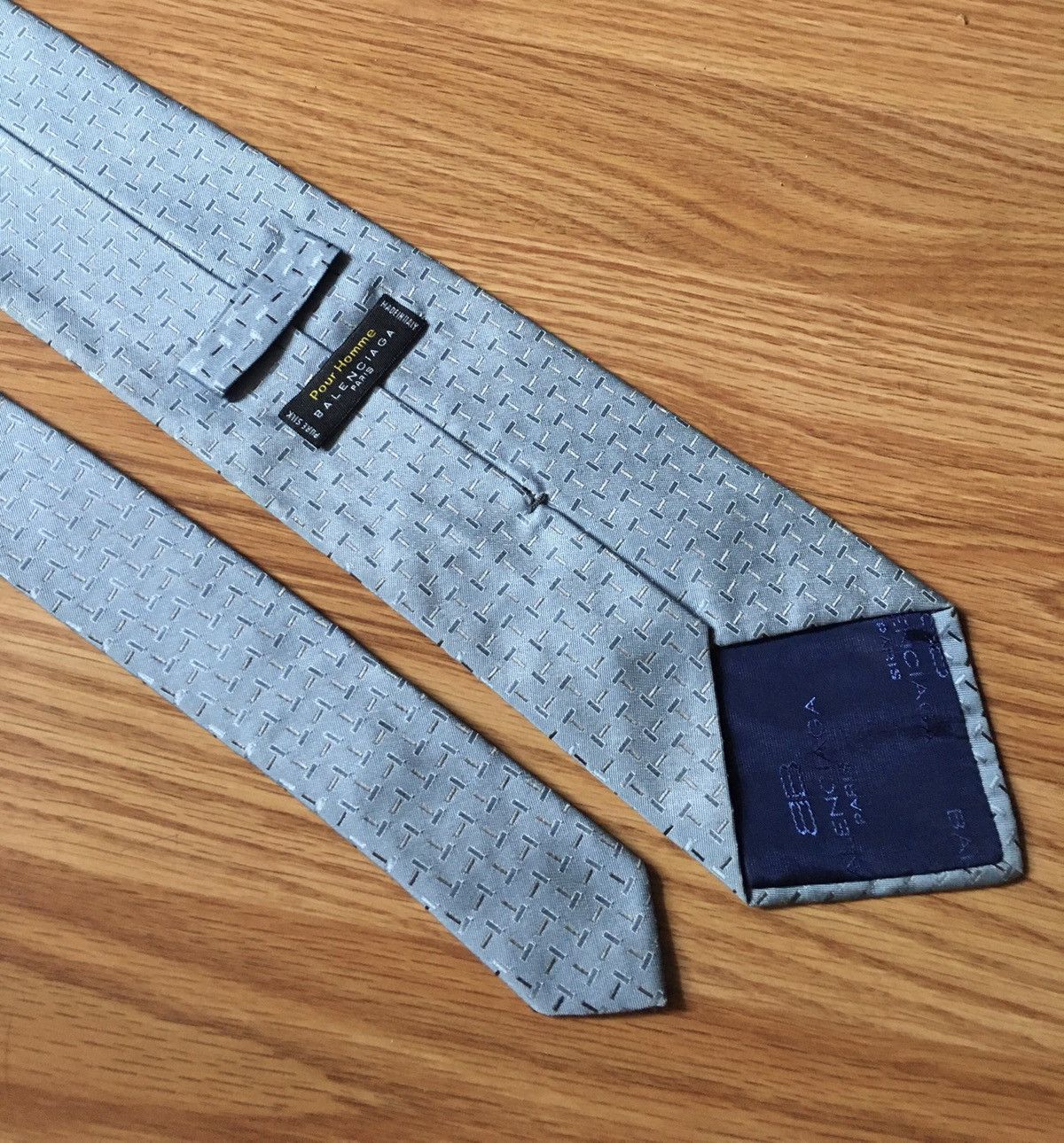 Balenciaga BALENCIAGA Pour Homme Blue Logo Silk Mens Tie Size ONE SIZE - 2 Thumbnail