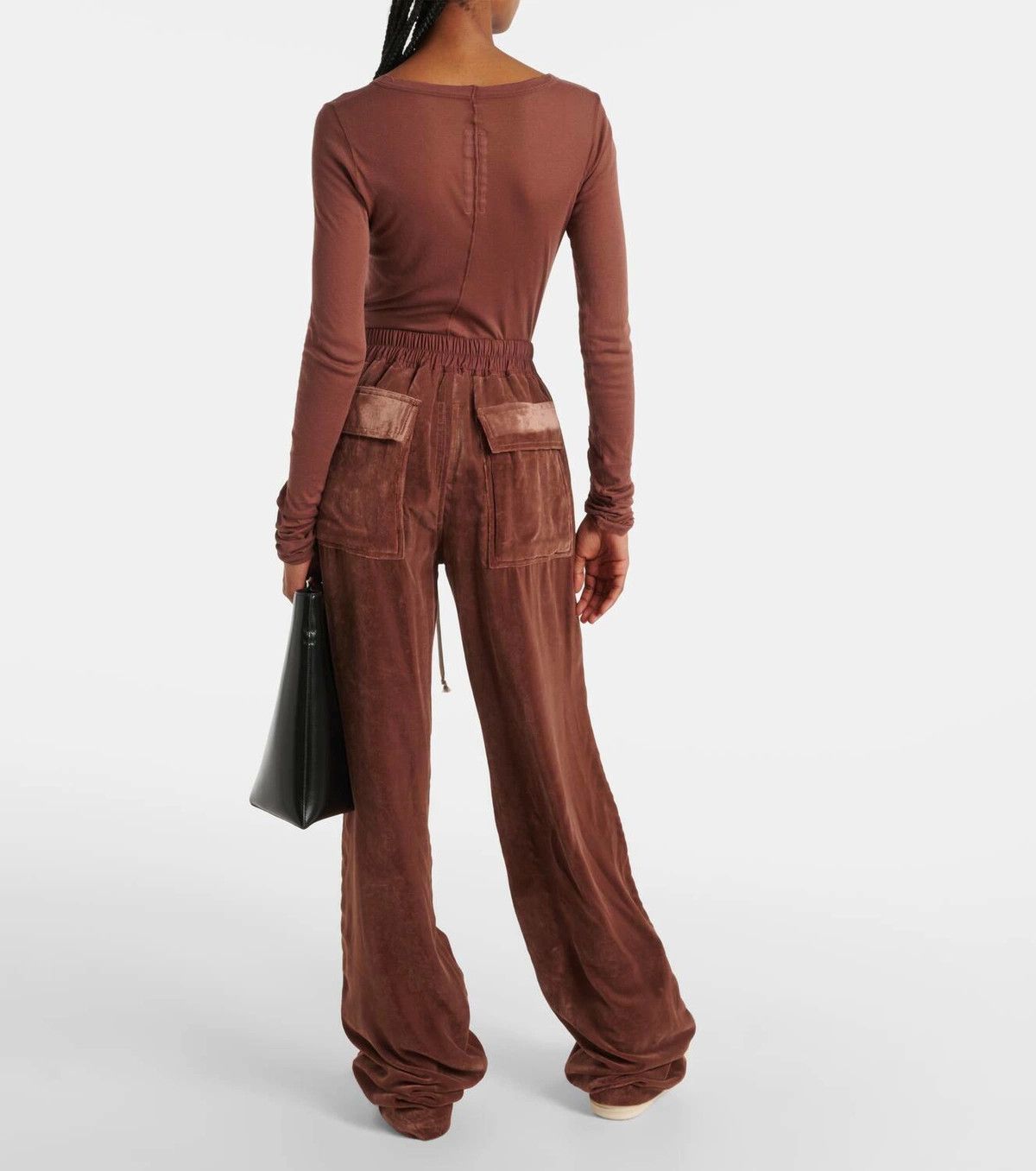 Rick Owens o1y0126 Velvet Sweatpant in Chocolate Brown Size 27" / US 4 / IT 40 - 3 Thumbnail