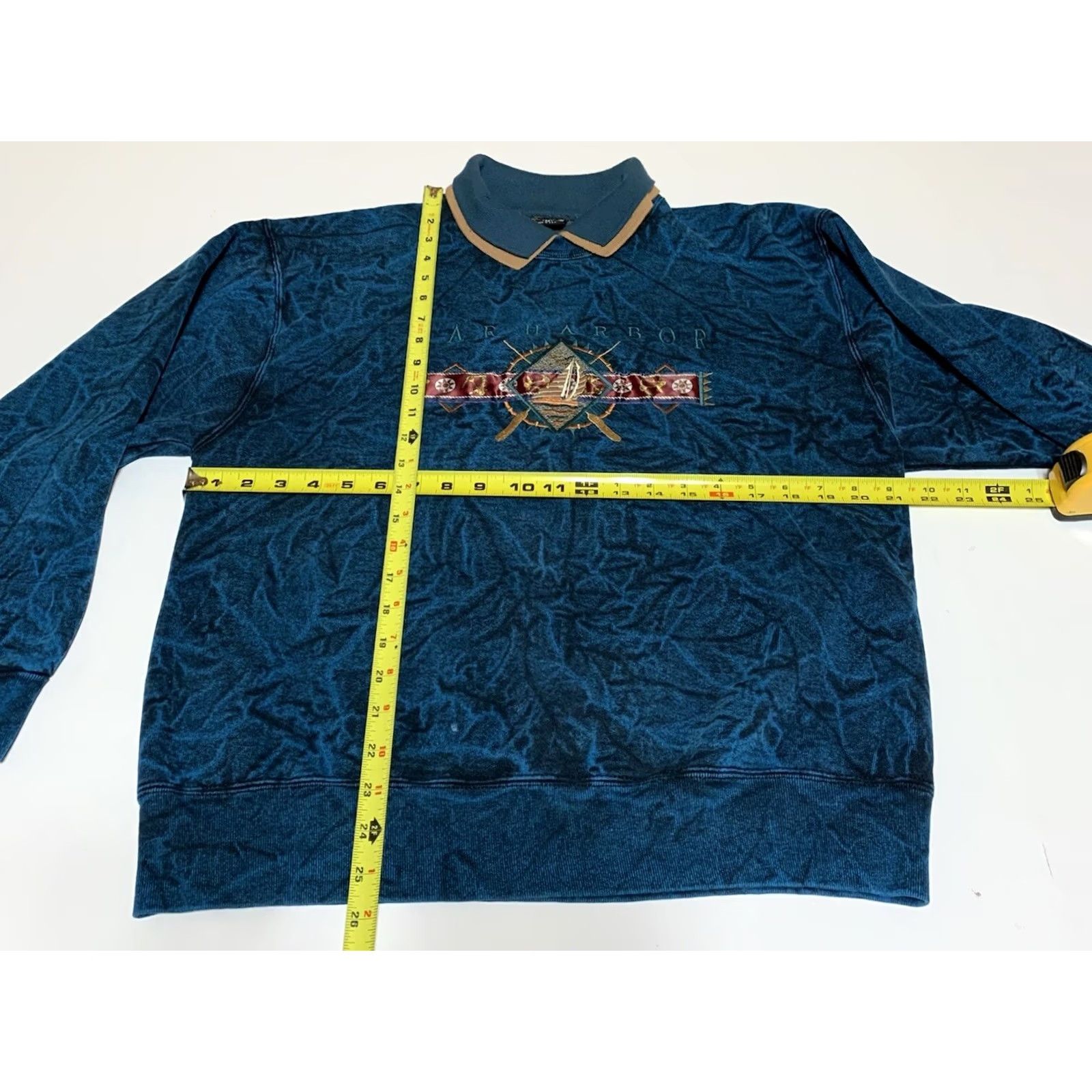 Vintage VINTAGE Bar Harbor Maine USA 90s Collared Sweatshirt Pullover Spell Out M Blue Cotton Blend Mens Size M / US 6-8 / IT 42-44 - 4 Thumbnail