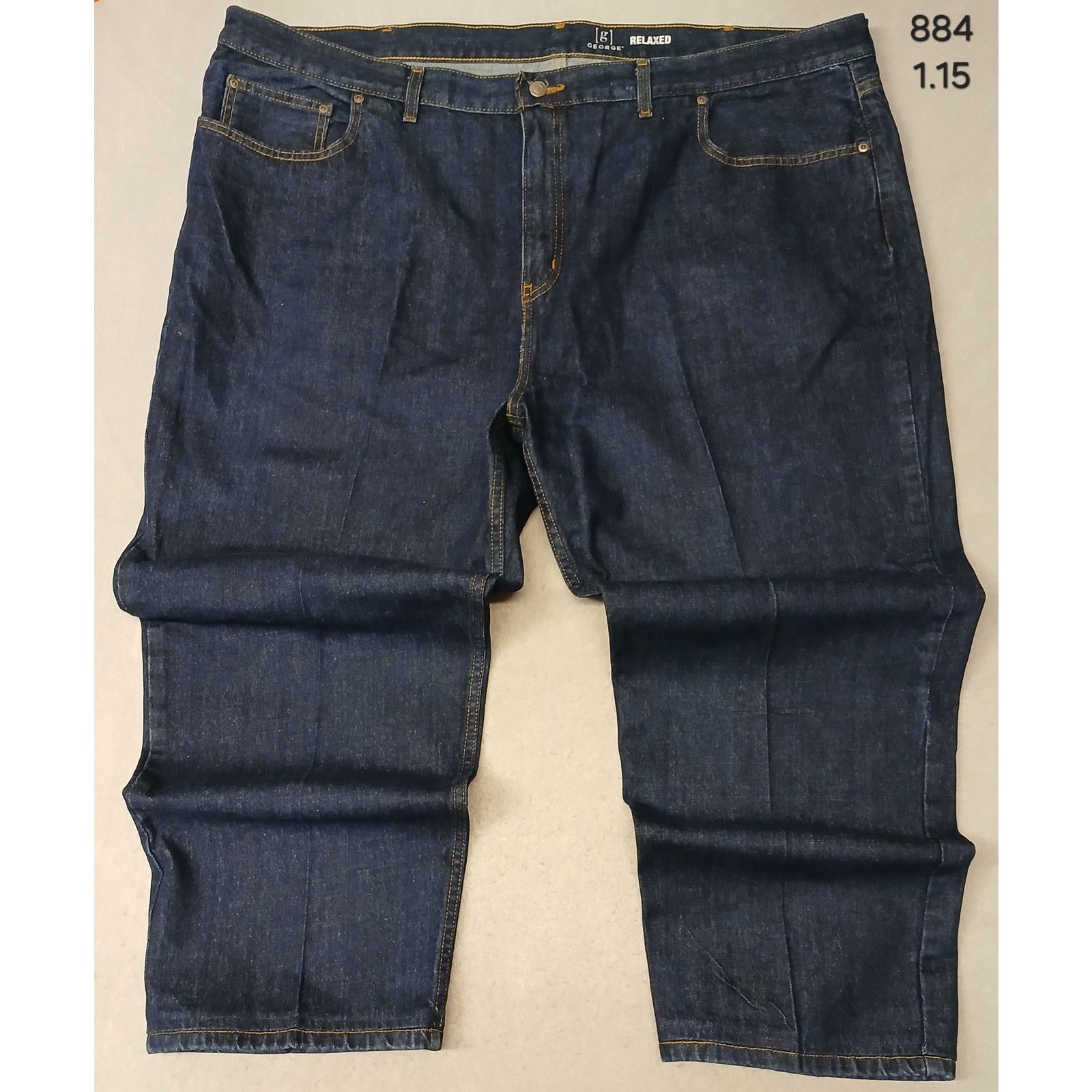 George George (50x30) Men's Straight Leg Relaxed Blue Denim Jeans Size US 34 / EU 50 - 1 Thumbnail