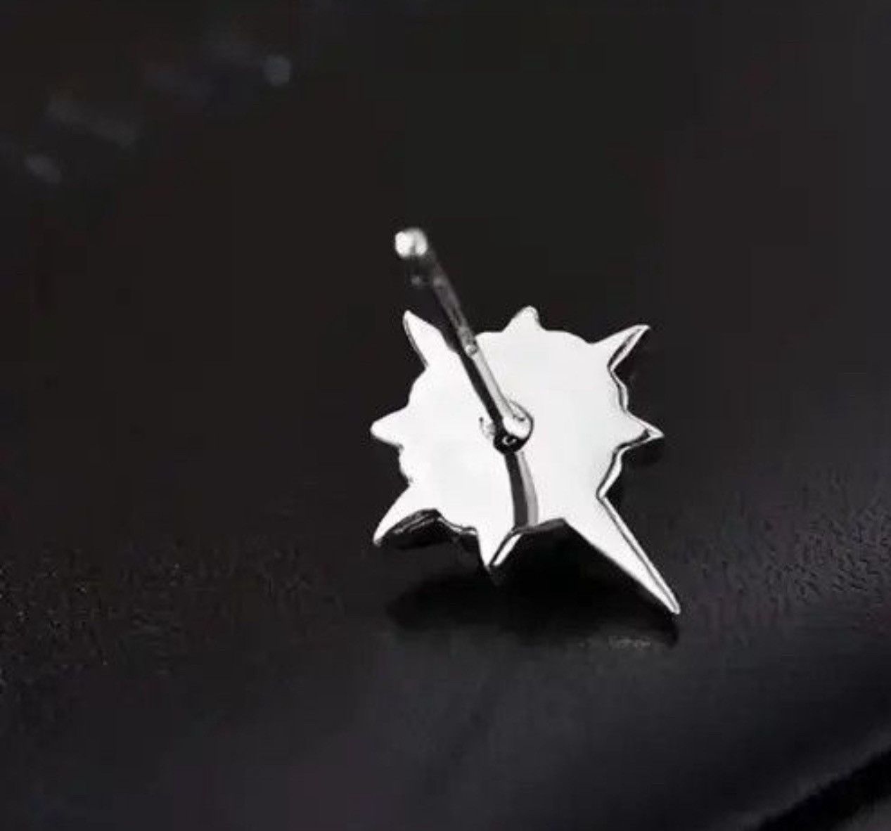 Jewelry Black Stone Earrings Gothic Punk Chrome Jewelry Star Spike Size ONE SIZE - 2 Thumbnail