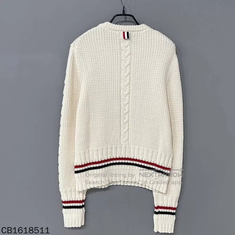 Thom Browne Thom Browne Striped Cable Knit Sweater Size US L / EU 52-54 / 3 - 3 Thumbnail