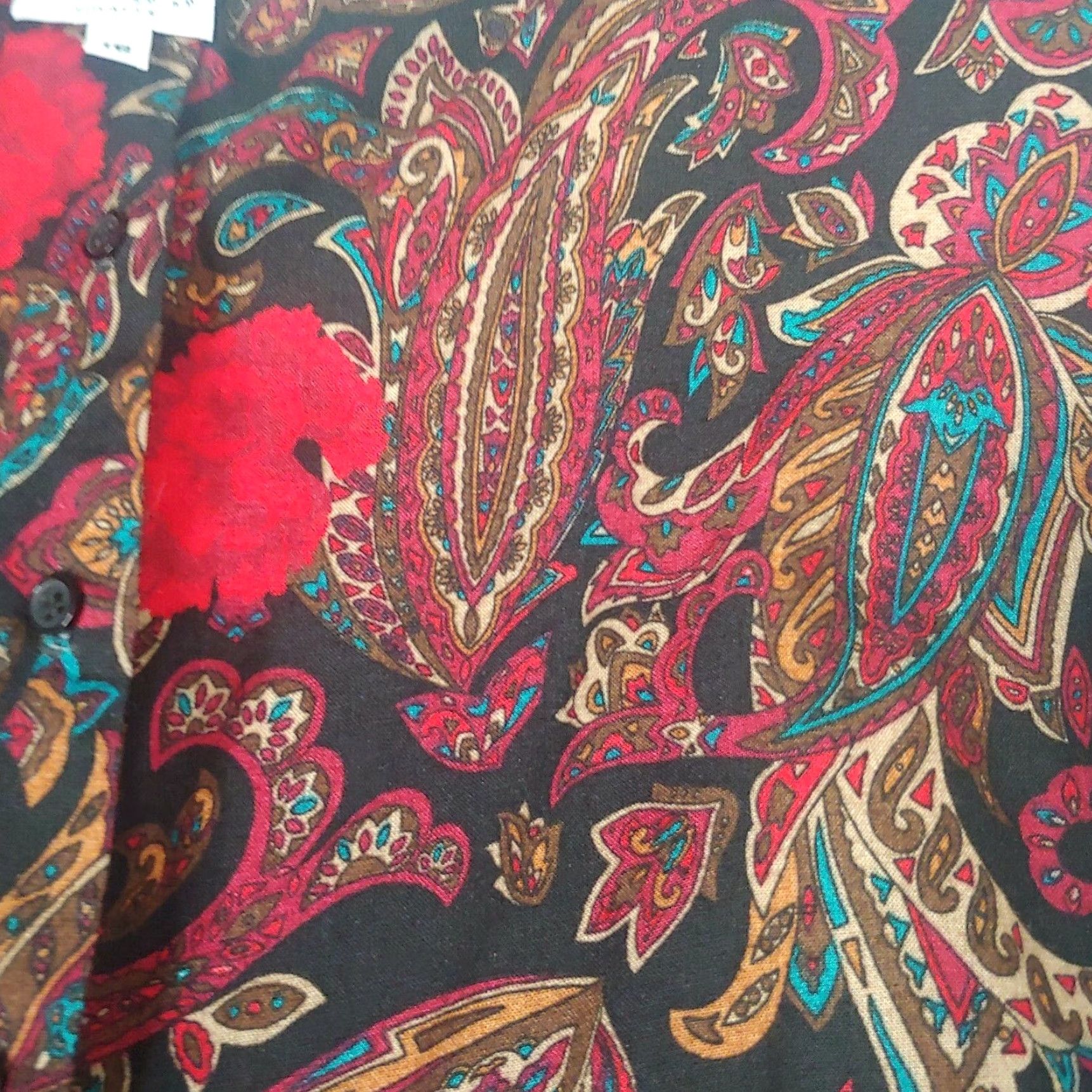 Vintage VINTAGE Russ Blouse Shirt Womens Regular 6 Black Red Floral Paisley ILGWU USA Short Sleeve Button VINTAGE Size M / US 6-8 / IT 42-44 - 7 Thumbnail