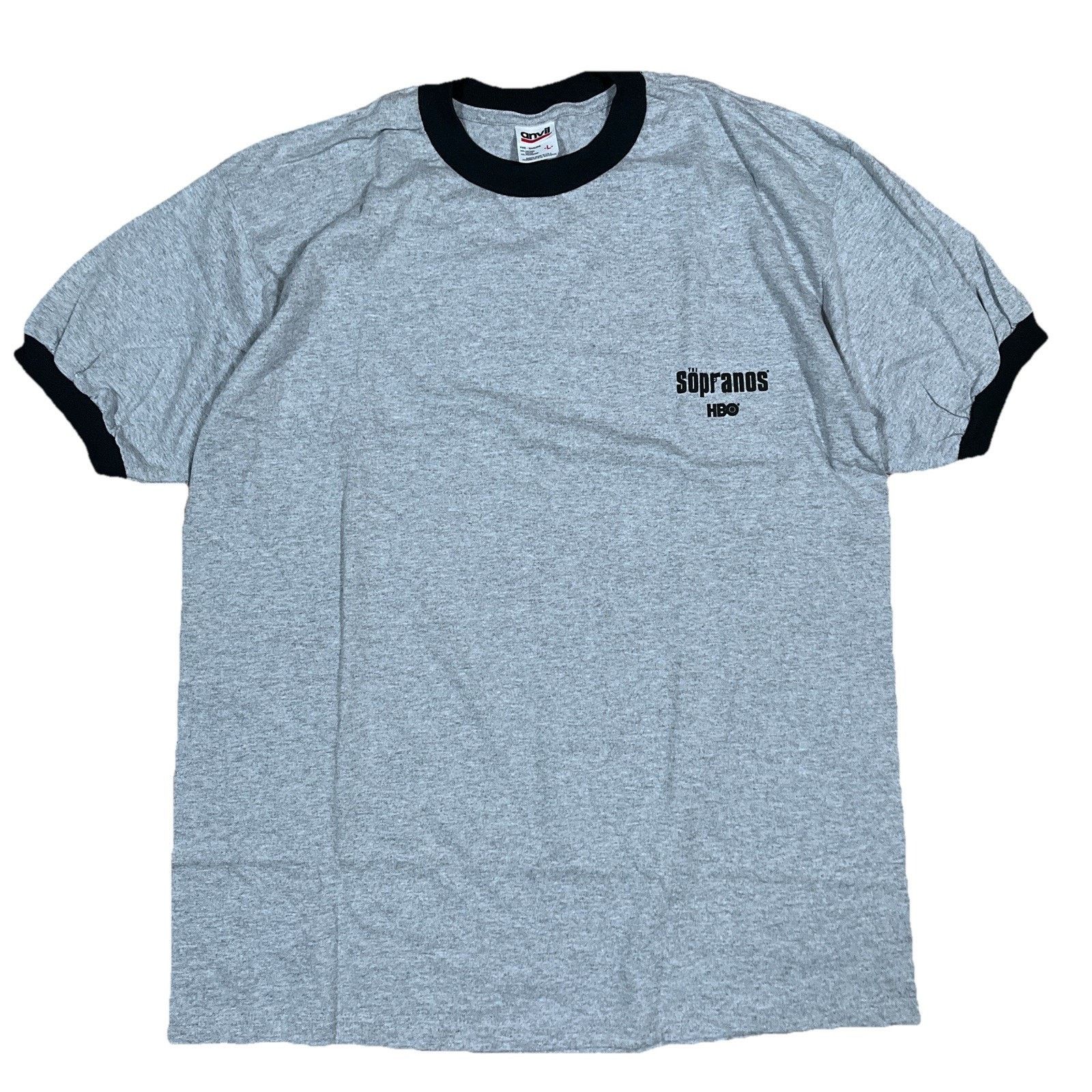 Anvil VTG Sopranos HBO Promo Grey Ringer Large T-Shirt 90s Y2K Size US L / EU 52-54 / 3 - 2 Thumbnail