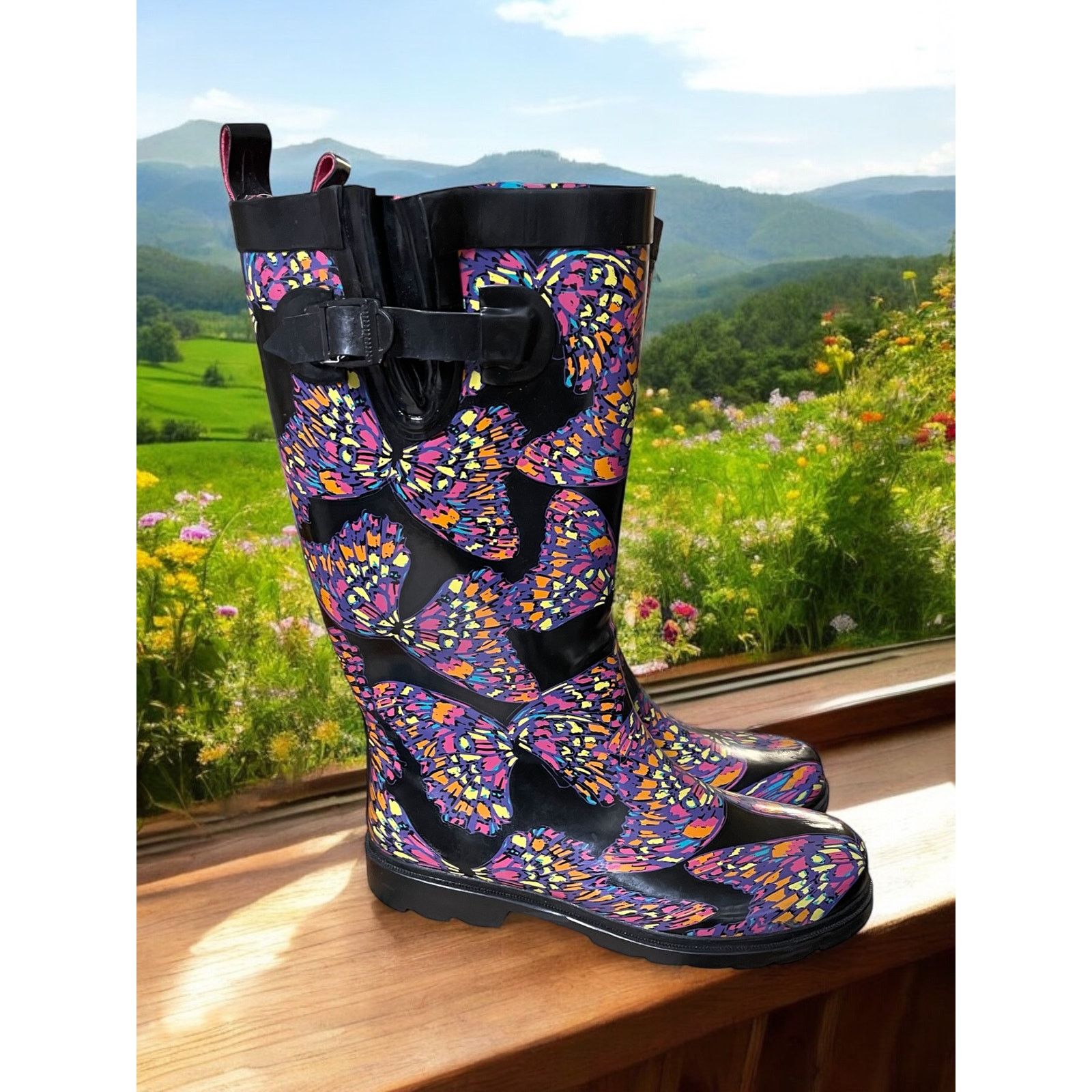Unknown London CAPELLI Multi Colored Rubber Rain Garden Fashion Boots Sz 8 Size US 8 / IT 38 - 1 Thumbnail