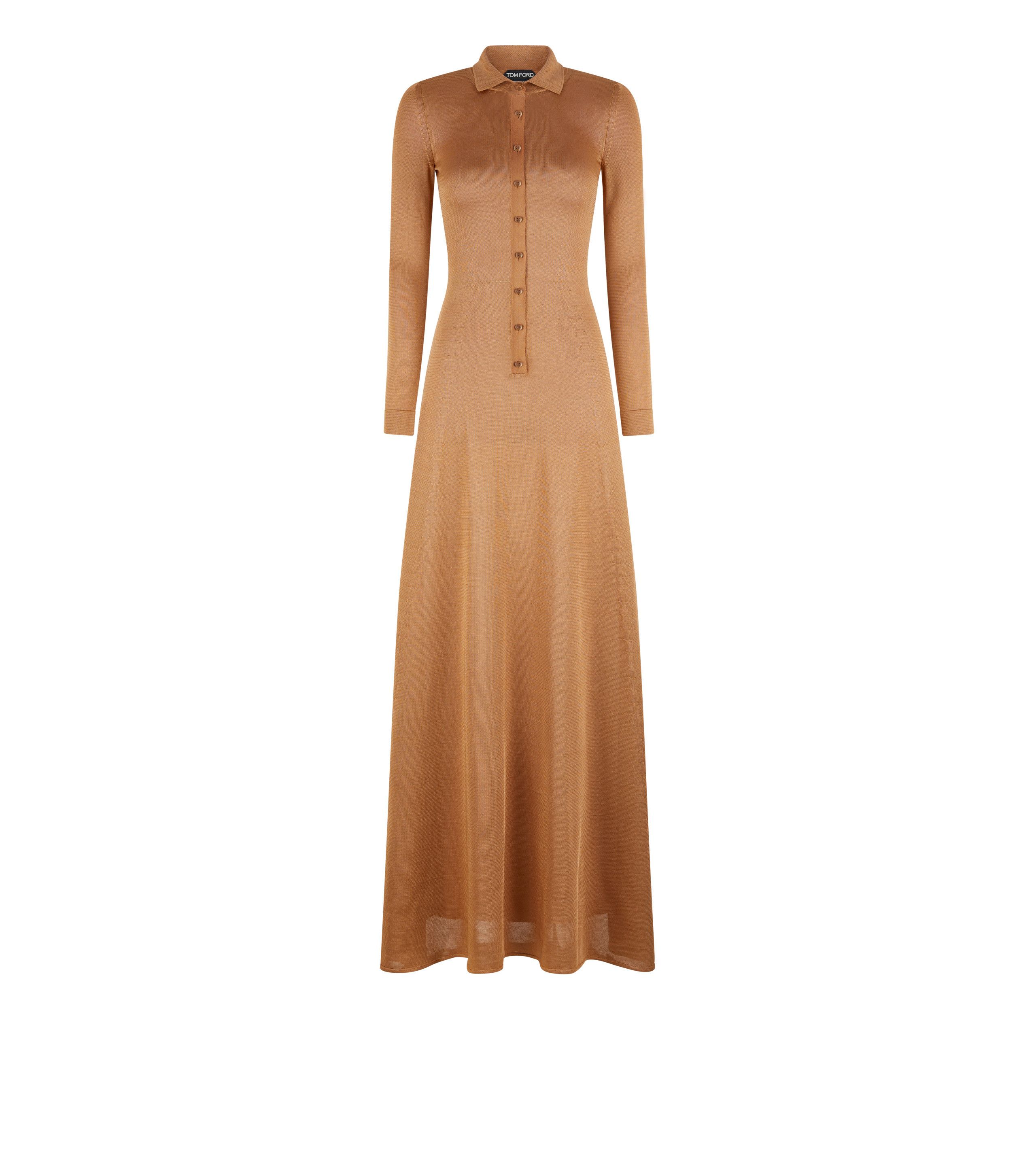 Tom Ford o1w1db10525 ACK508 Slinky Polo Long Dress in Brown Size M / US 6-8 / IT 42-44 - 1 Thumbnail