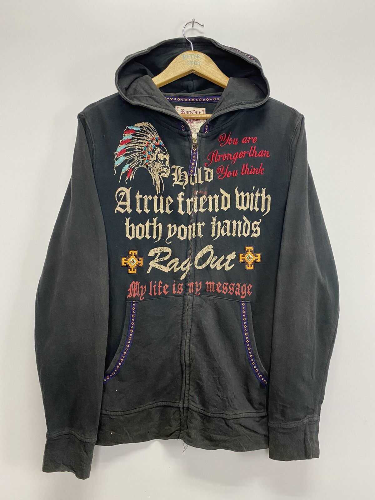 Japanese Brand × Vintage Vintage Rag out hoodies Size US M / EU 48-50 / 2 - 9 Thumbnail