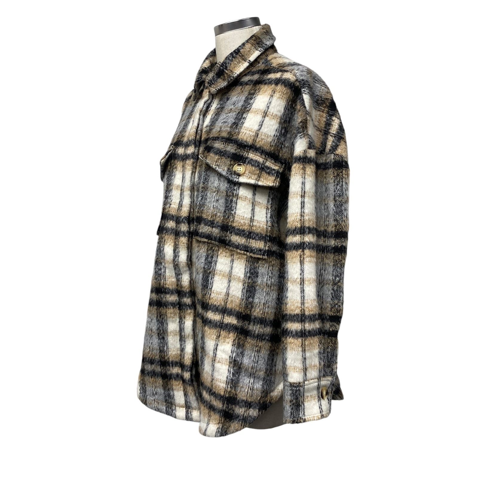 Good American Good American Plaid Oversized Boyfriend Shaket Size M / US 6-8 / IT 42-44 - 4 Thumbnail