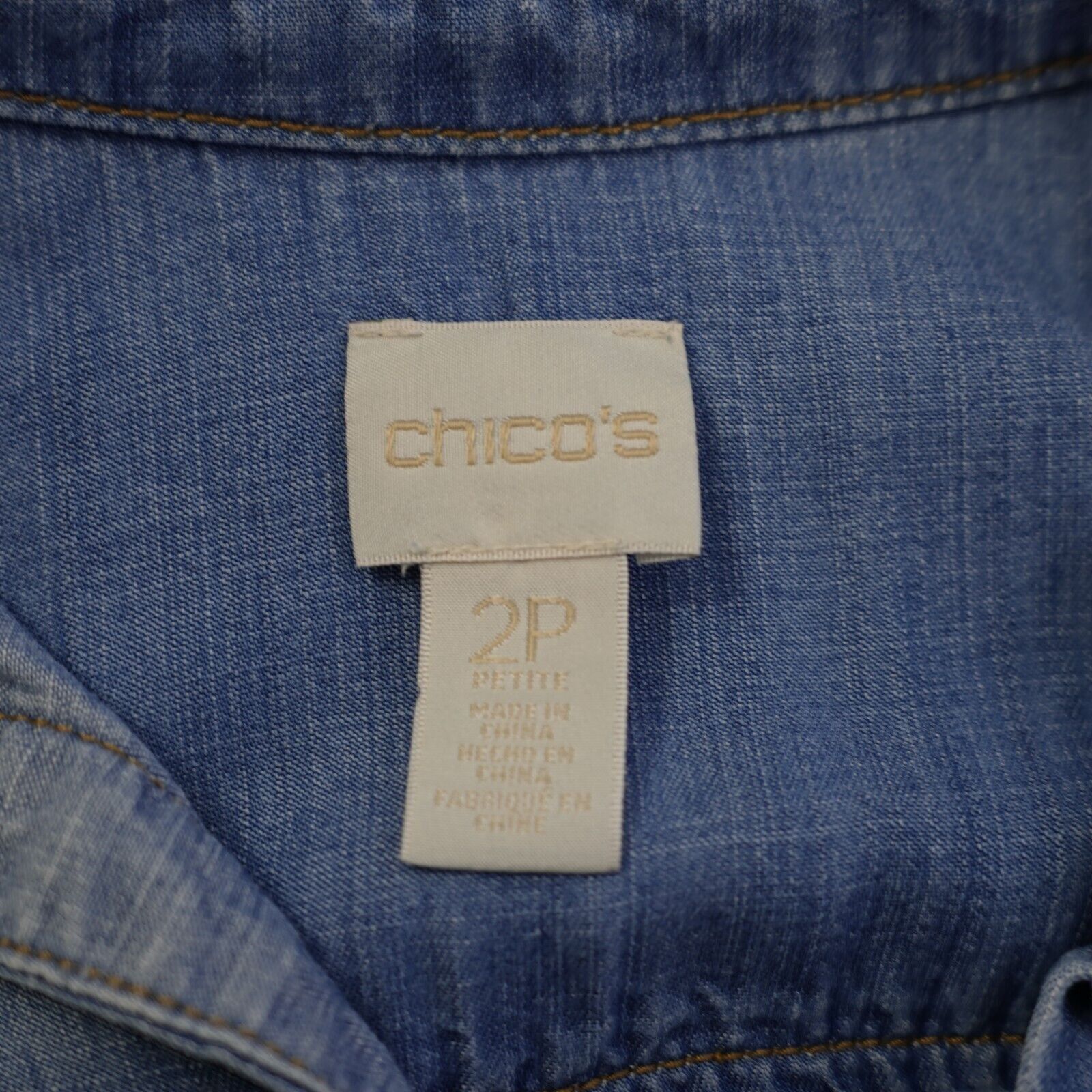 Chicos Chico's 2P Petite Blue Lyocell Denim Collared Button Front S Size XS / US 0-2 / IT 36-38 - 6 Thumbnail