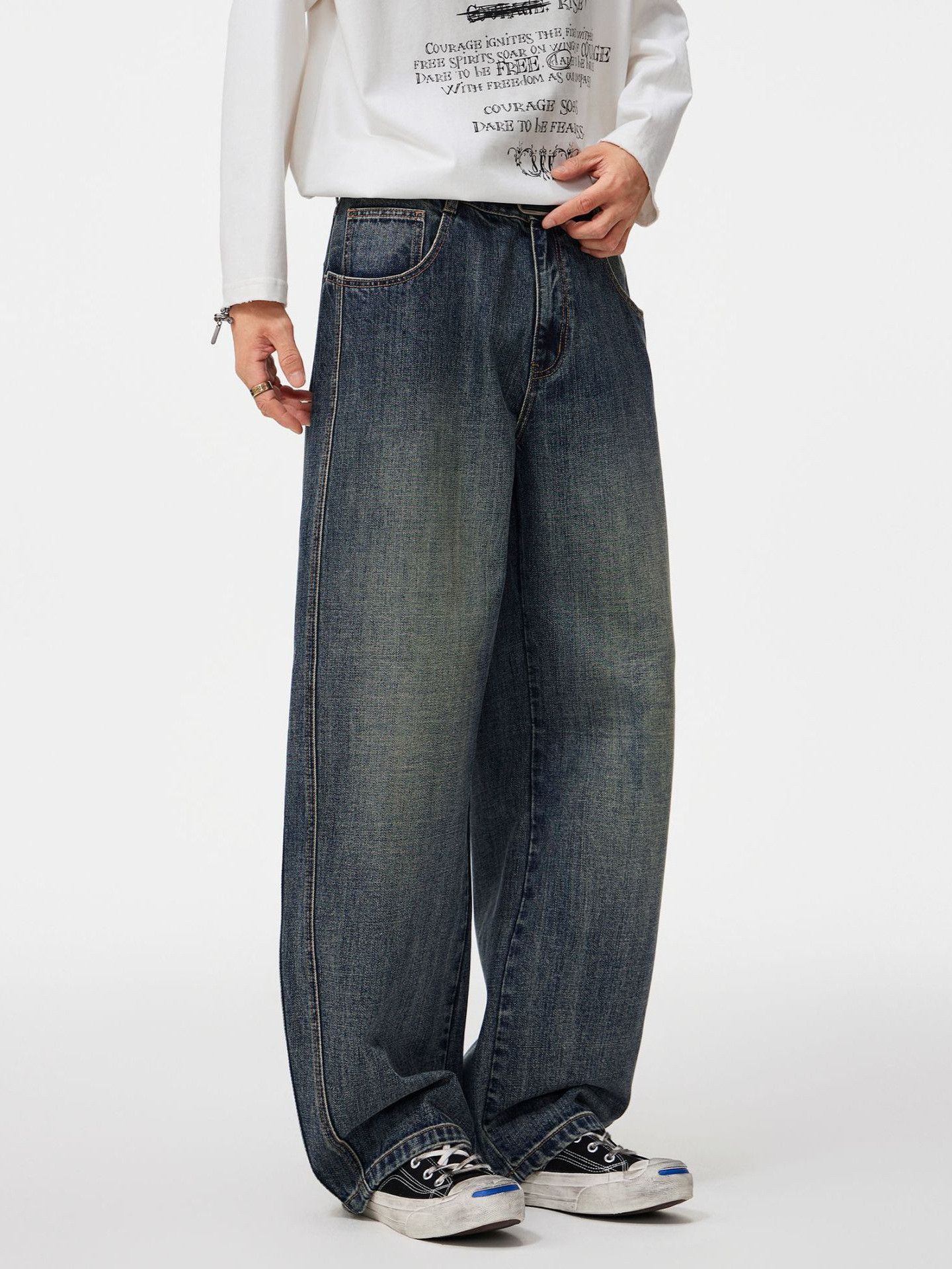 Japanese Brand American retro men's casual straight wide-leg loose jeans Size US 32 / EU 48 - 2 Thumbnail