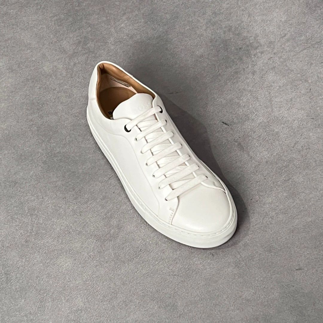 Hugo Boss HUGO BOSS White Full-Grain Leather Lace-Up Sneakers Size US 7 / EU 40 - 7 Thumbnail