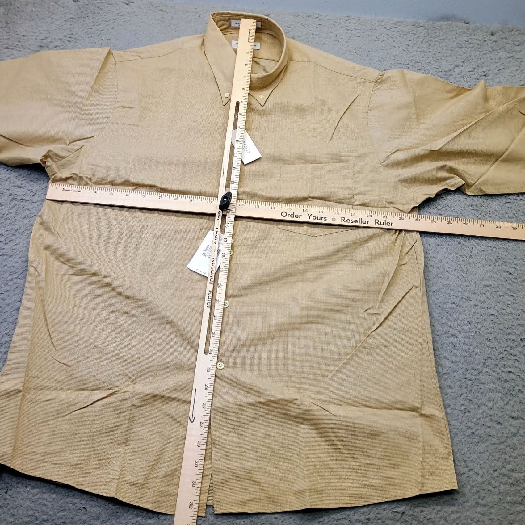 Van Heusen Van Heusen Dress Shirt Mens 16.5 Tan Long Sleeve Button-Down Formal Shirt Size 46R - 5 Thumbnail
