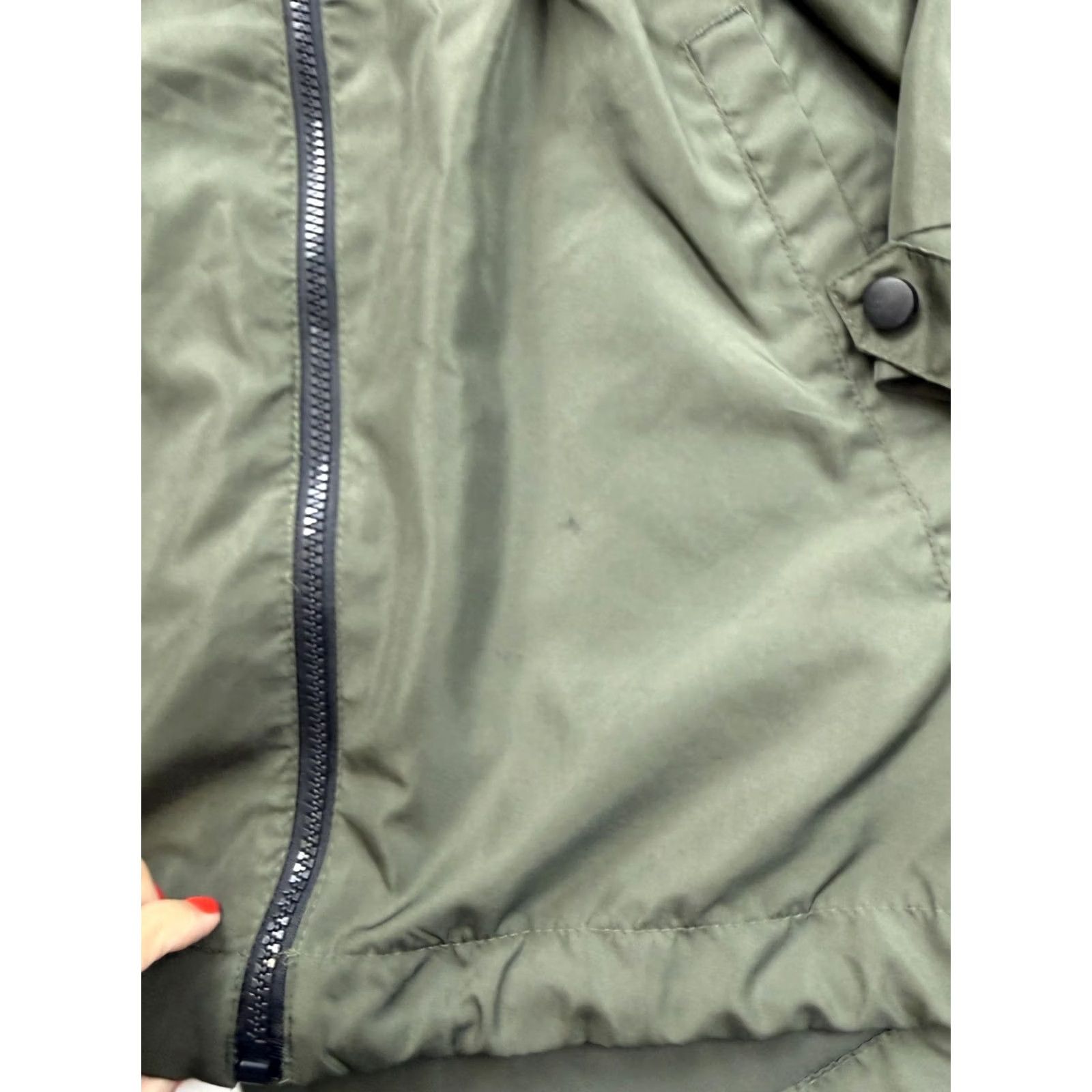 Vintage Piazza Italia Coat Womens Medium Green Hooded Fishtail Parka Full Zip Pockets Size M / US 6-8 / IT 42-44 - 4 Thumbnail