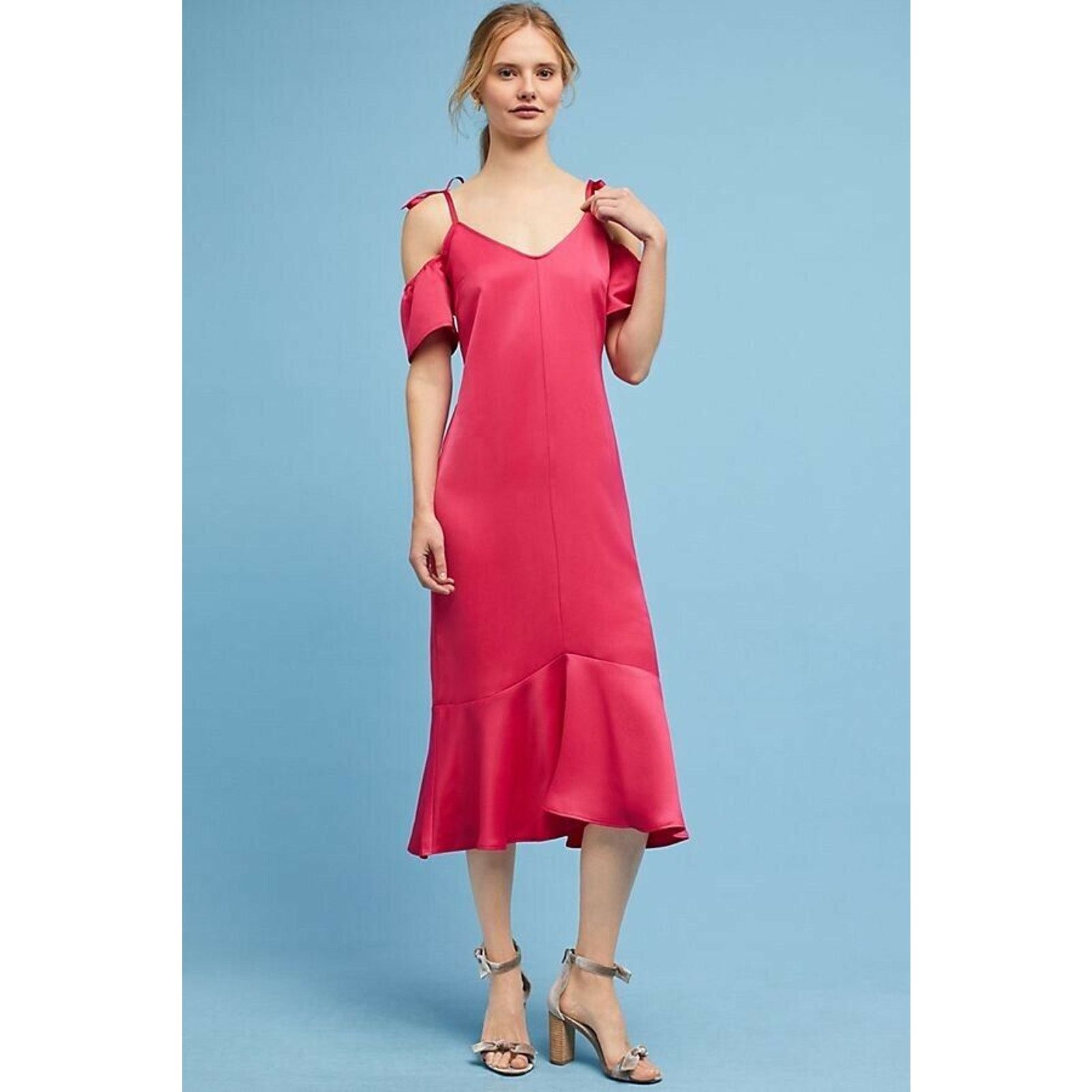 Anthropologie New Anthropologie Satin Open Shoulder Dress Seen Worn Kept Size M / US 6-8 / IT 42-44 - 4 Thumbnail